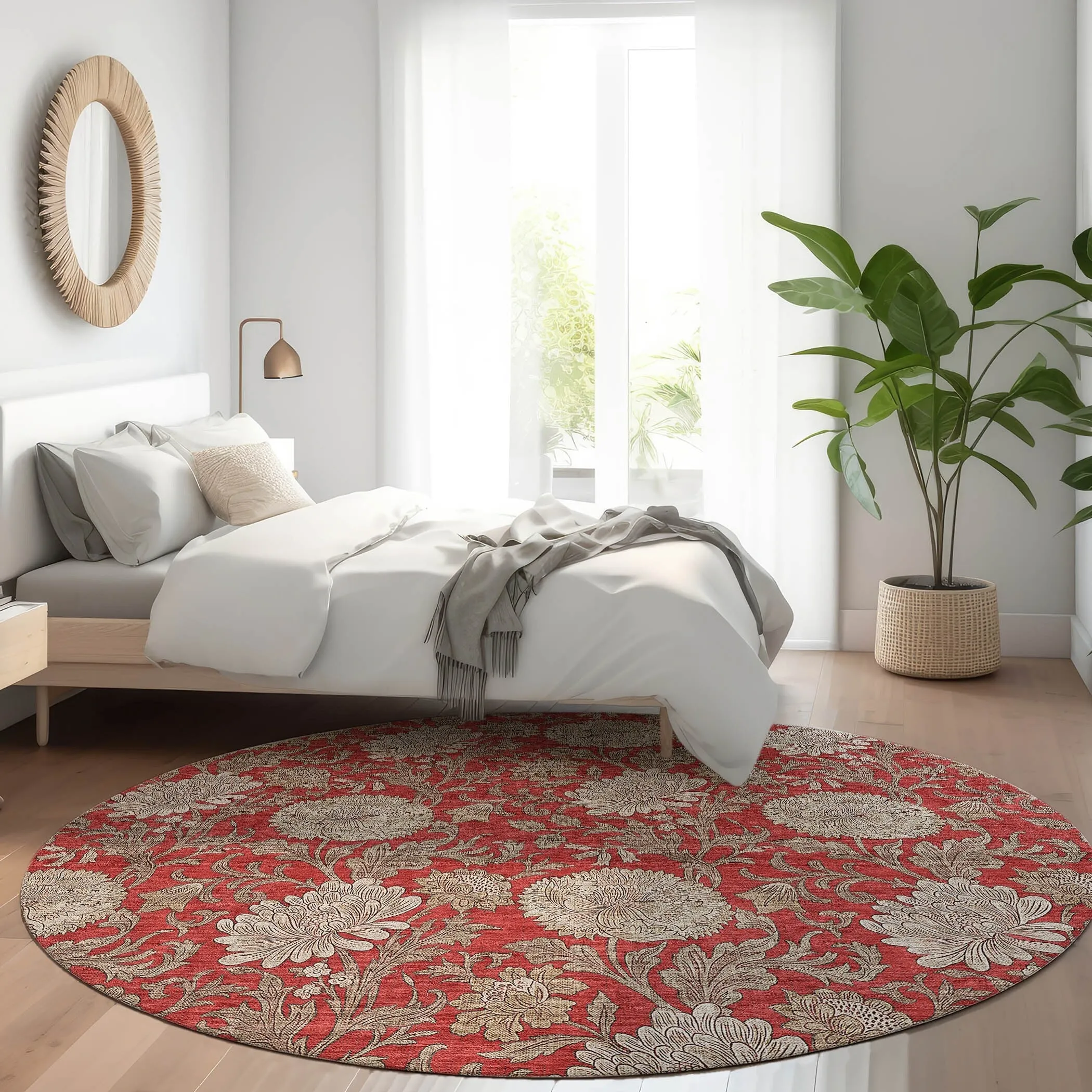 Machine Washable Indoor/ Outdoor Chantille Floral Rug