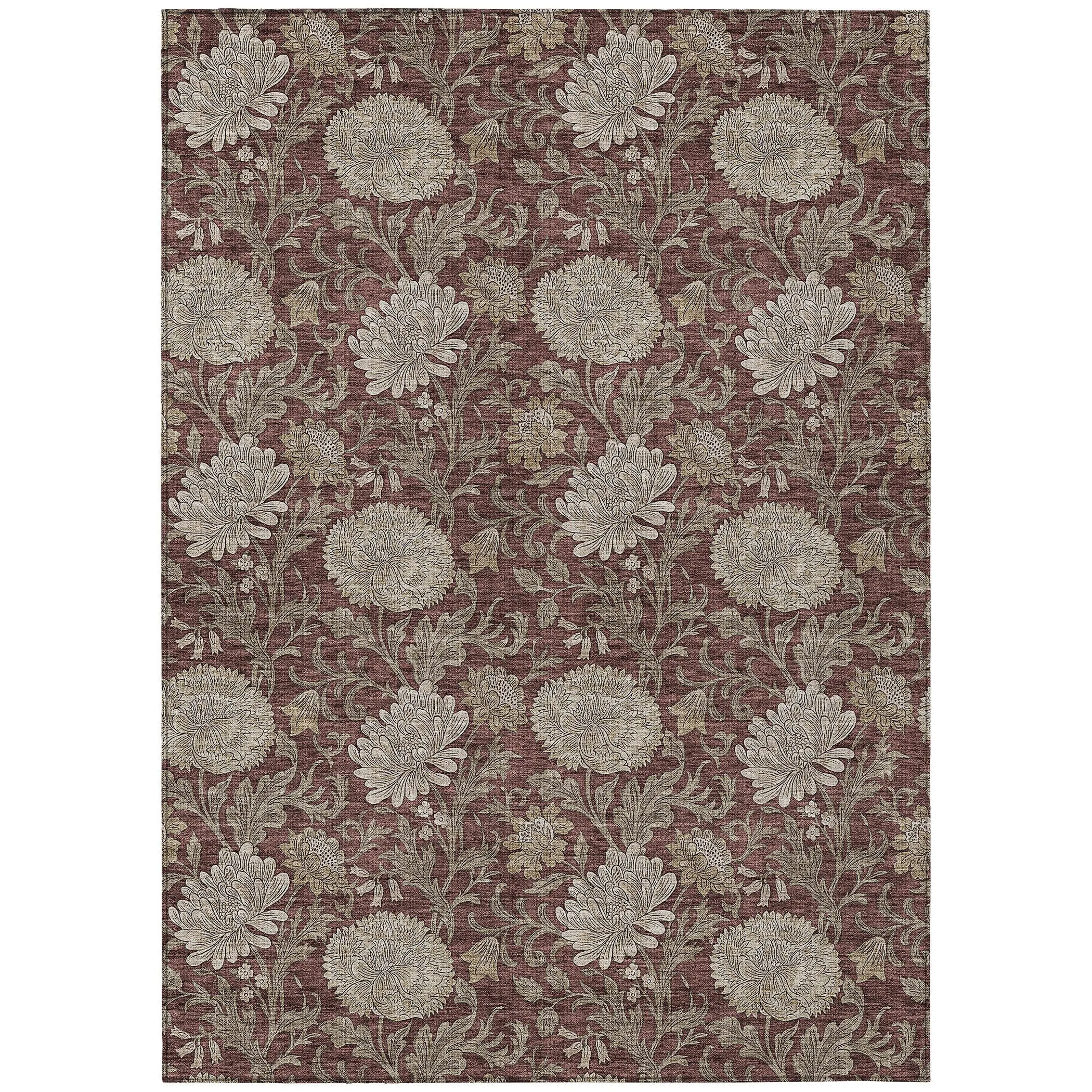 Machine Washable Indoor/ Outdoor Chantille Floral Rug