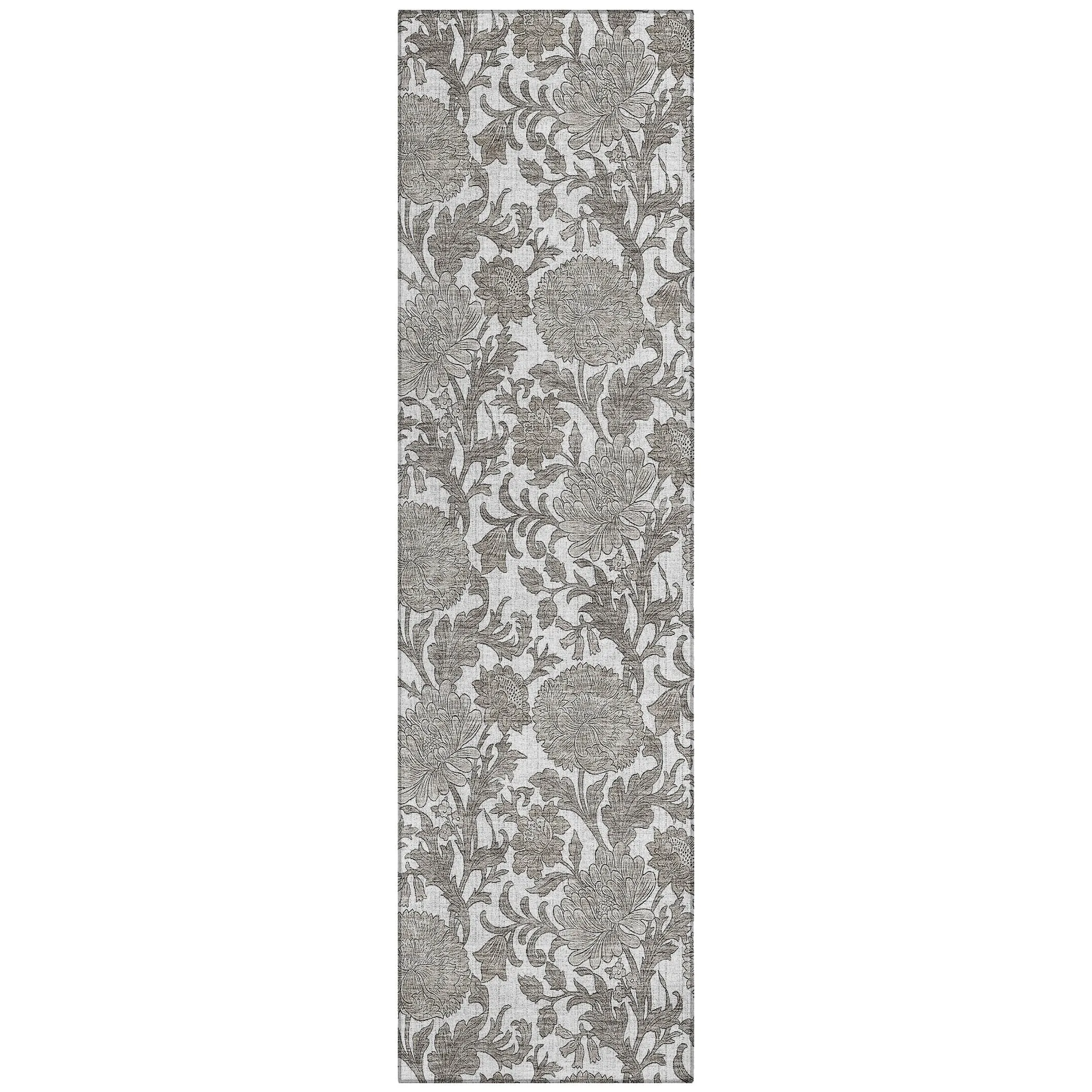 Machine Washable Indoor/ Outdoor Chantille Floral Rug