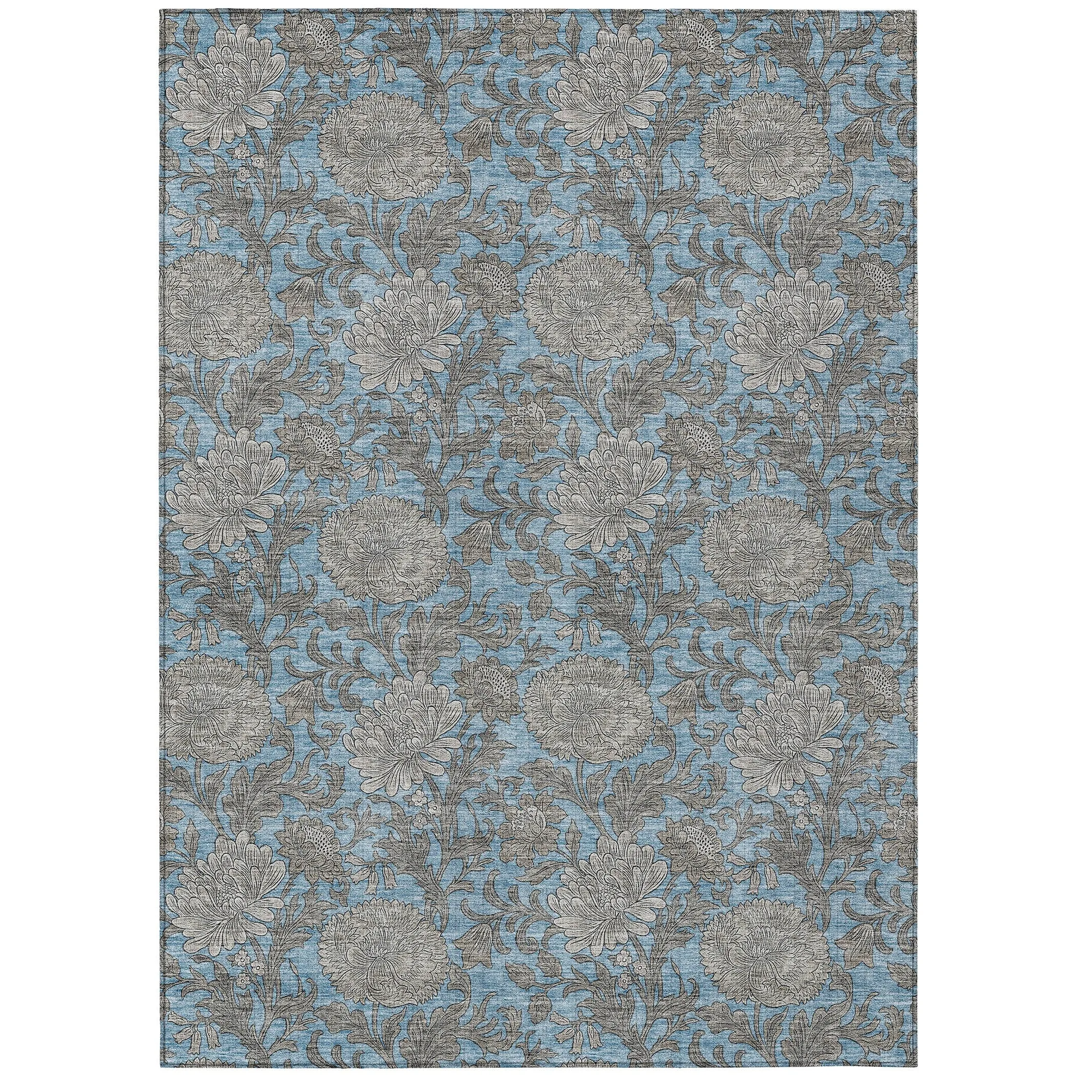 Machine Washable Indoor/ Outdoor Chantille Floral Rug