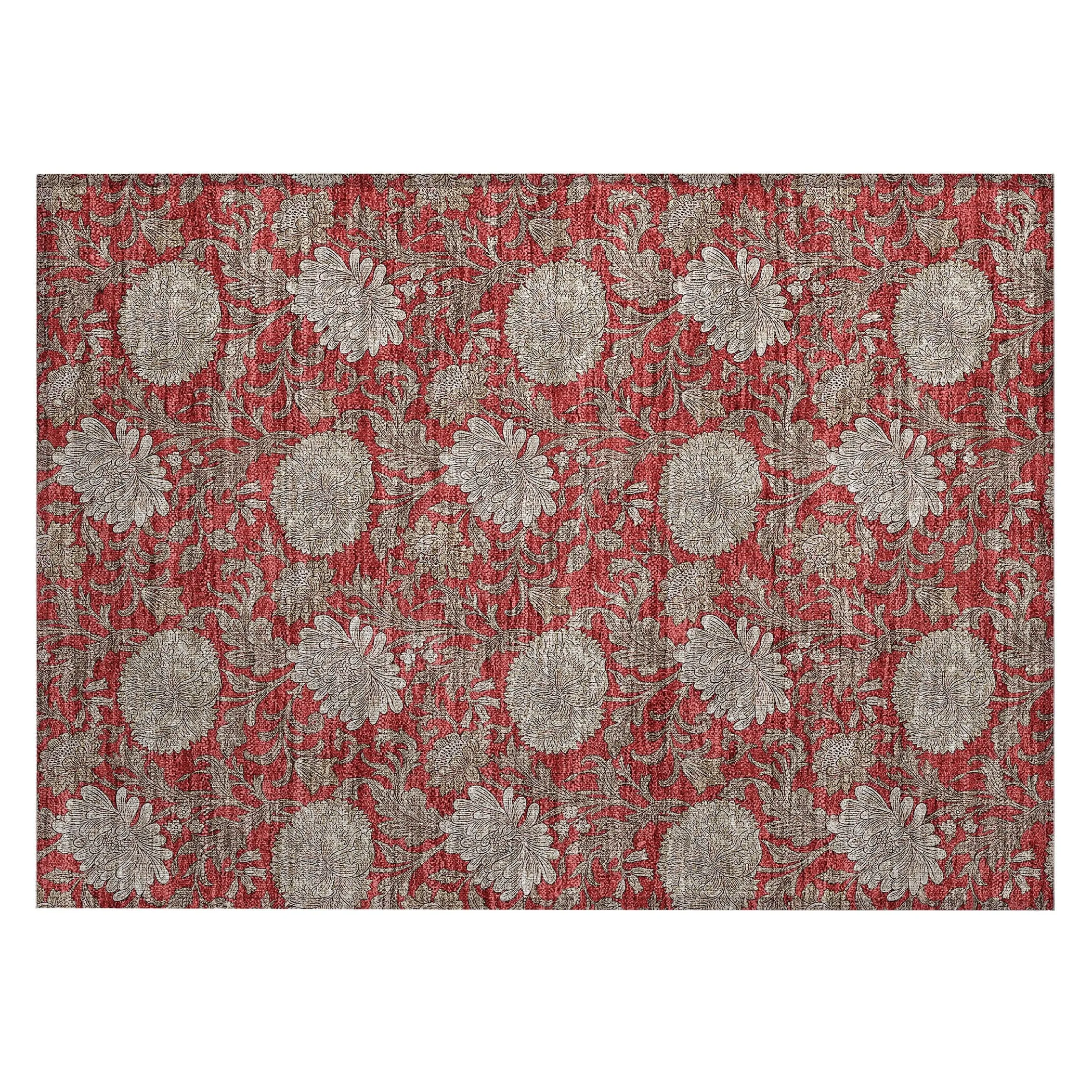 Machine Washable Indoor/ Outdoor Chantille Floral Rug