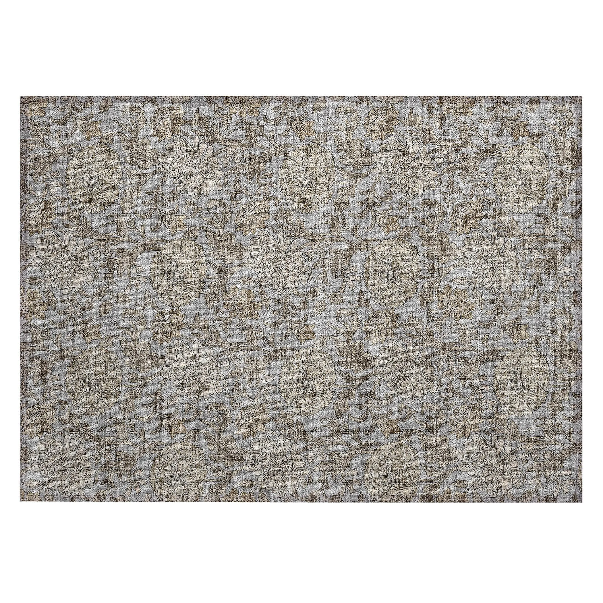 Machine Washable Indoor/ Outdoor Chantille Floral Rug