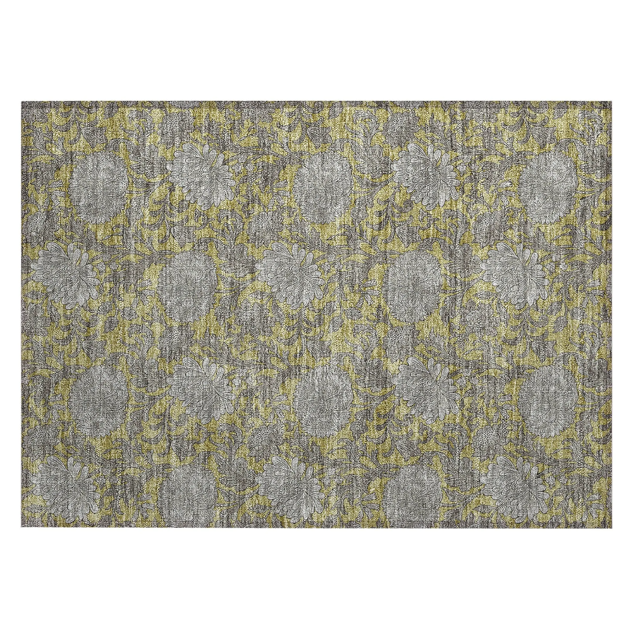 Machine Washable Indoor/ Outdoor Chantille Floral Rug