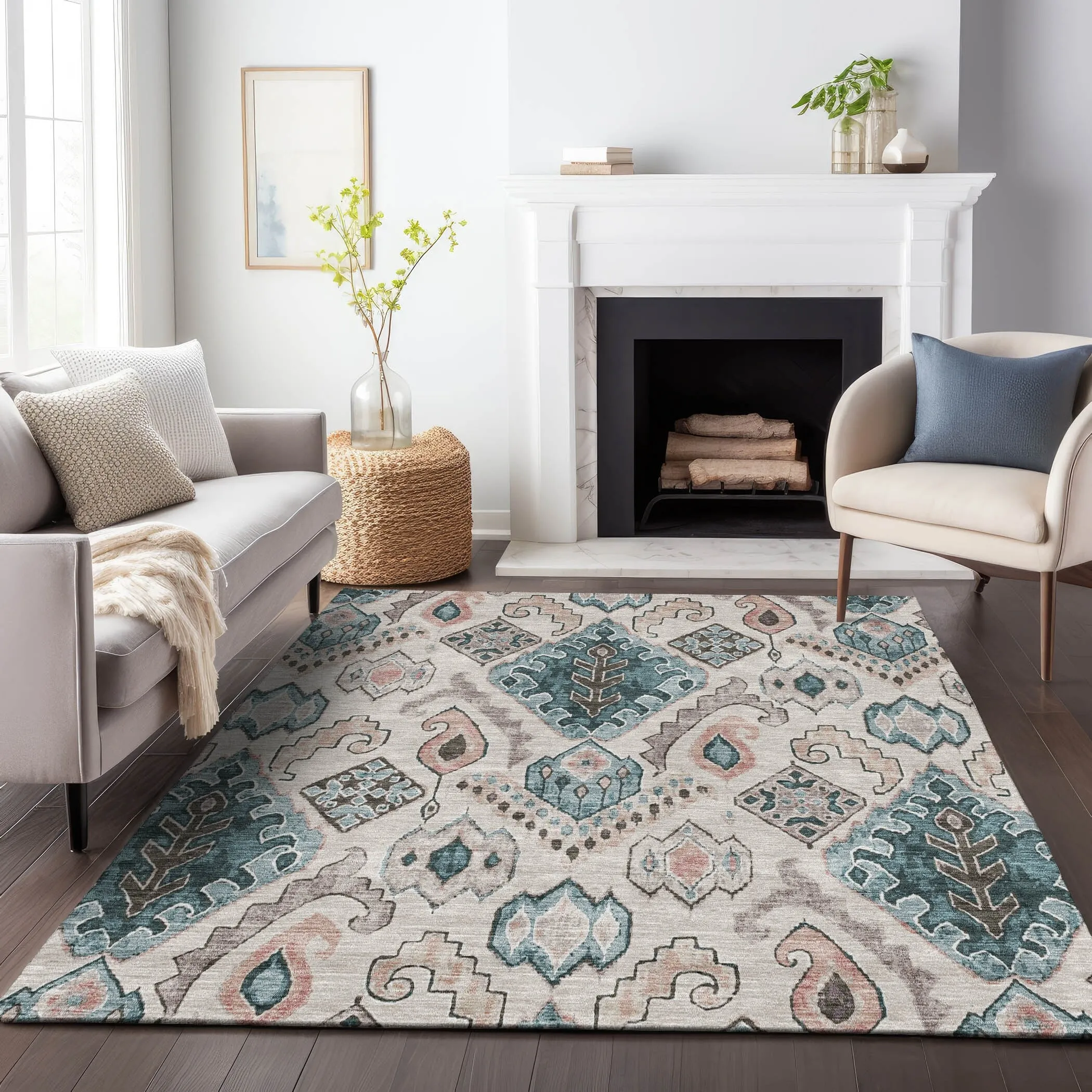 Machine Washable Indoor/ Outdoor Chantille Global Boho Rug