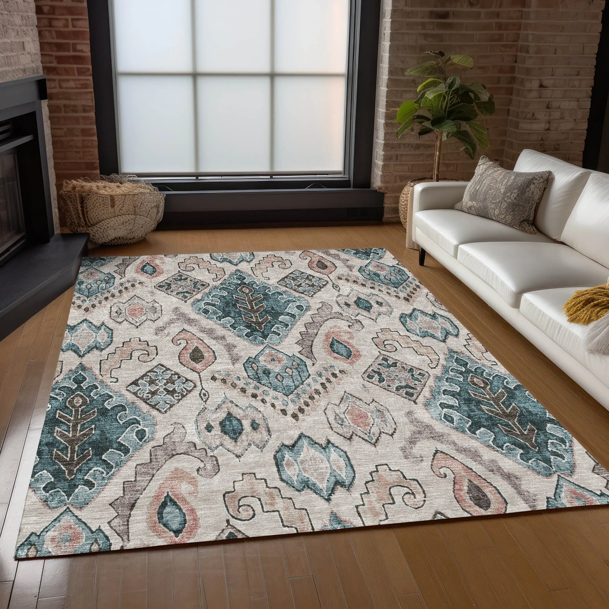 Machine Washable Indoor/ Outdoor Chantille Global Boho Rug