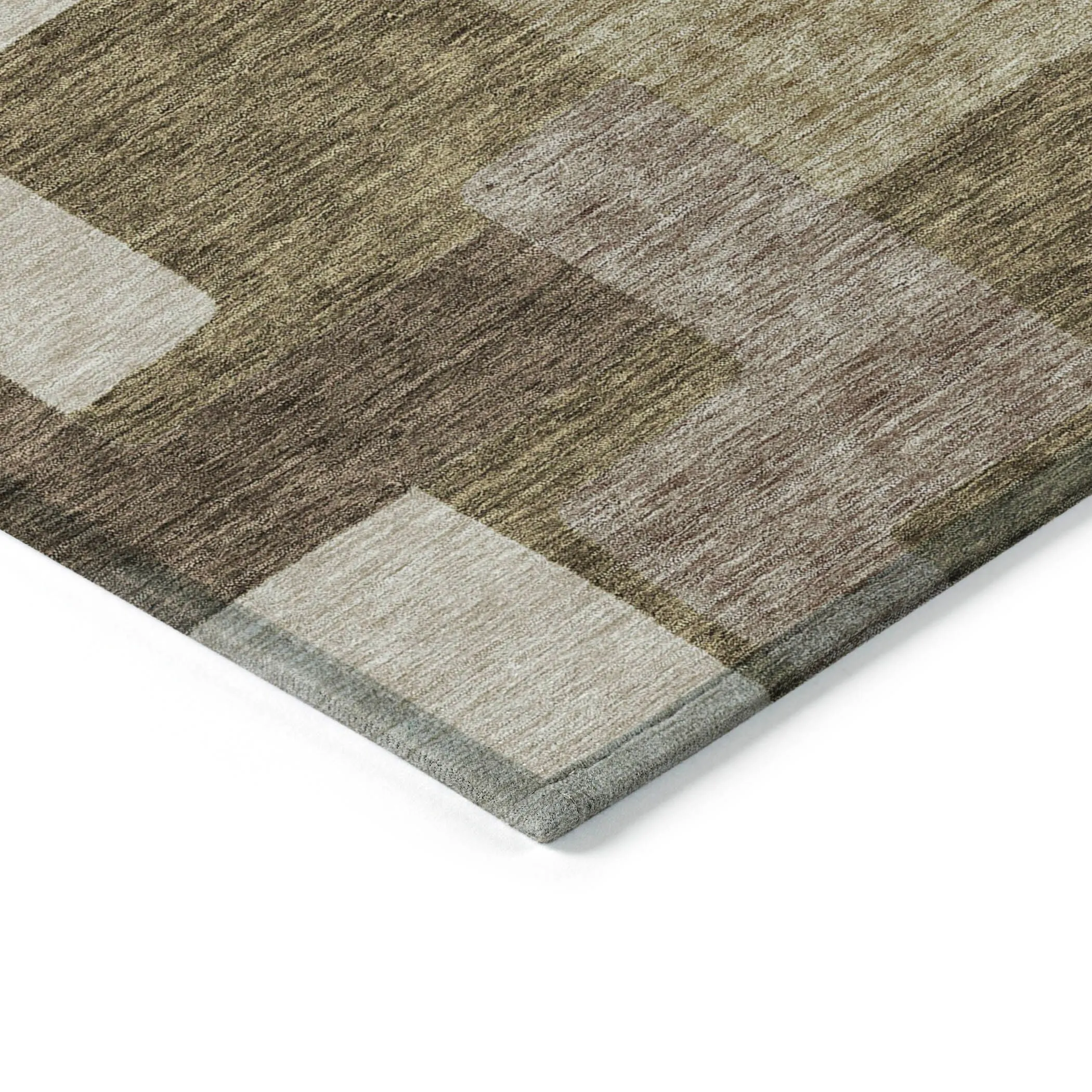 Machine Washable Indoor/ Outdoor Chantille Modern Blocks Rug