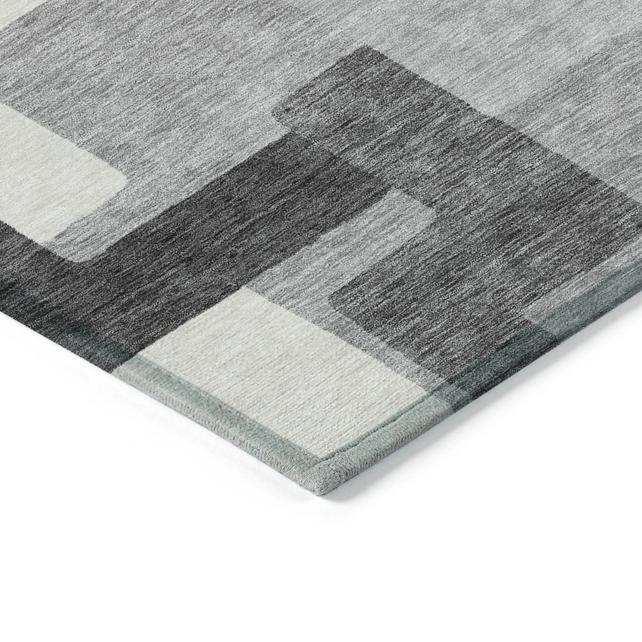Machine Washable Indoor/ Outdoor Chantille Modern Blocks Rug
