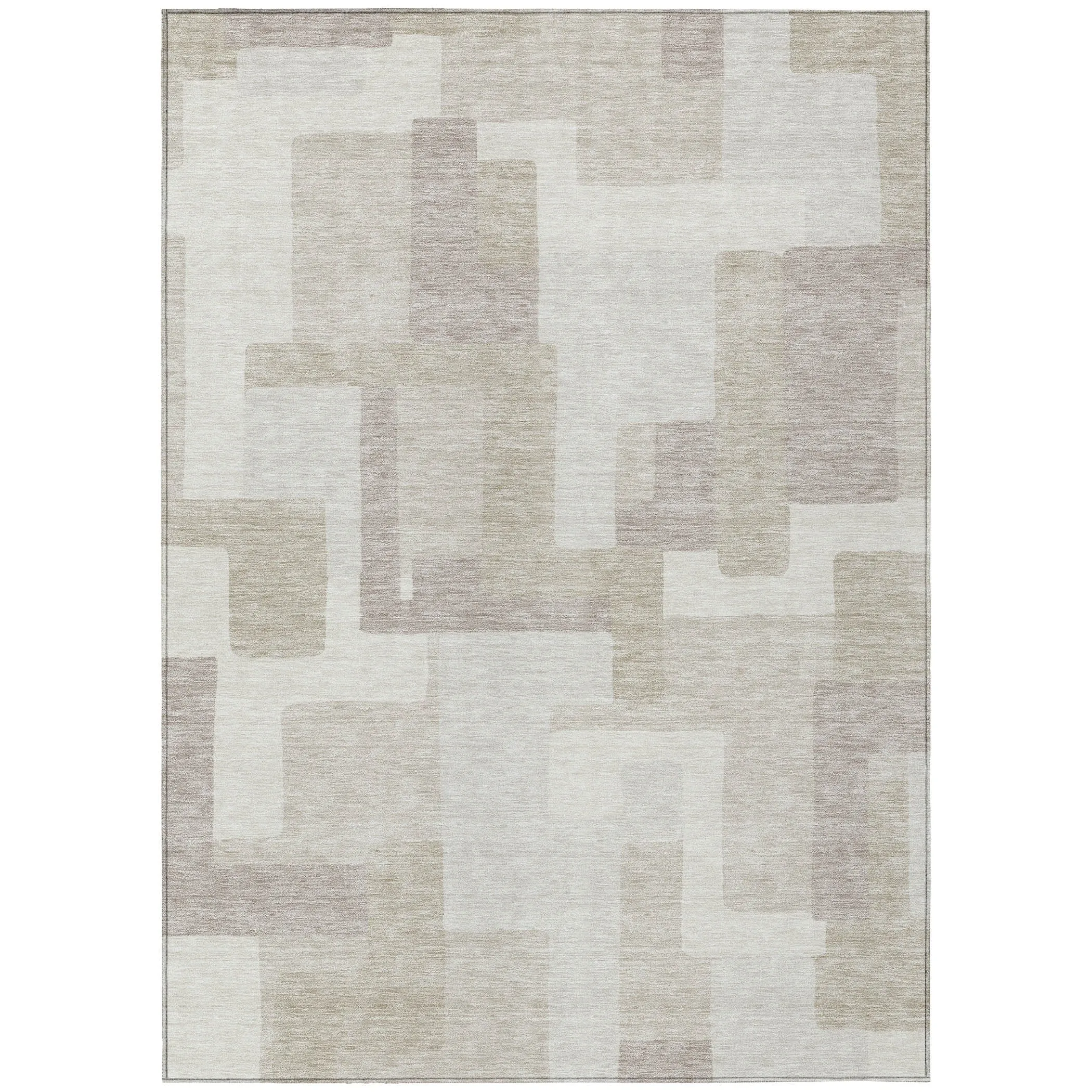 Machine Washable Indoor/ Outdoor Chantille Modern Blocks Rug