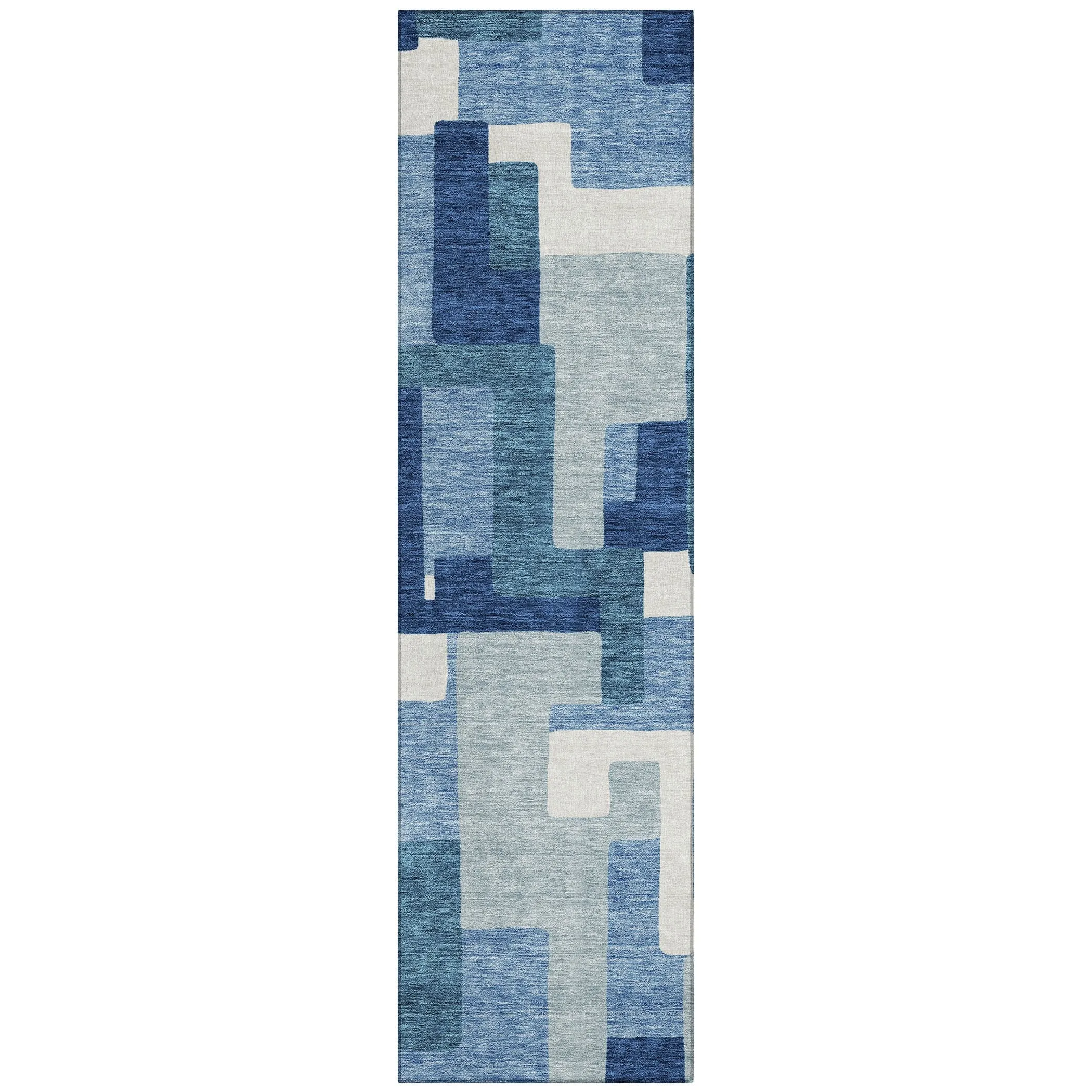 Machine Washable Indoor/ Outdoor Chantille Modern Blocks Rug