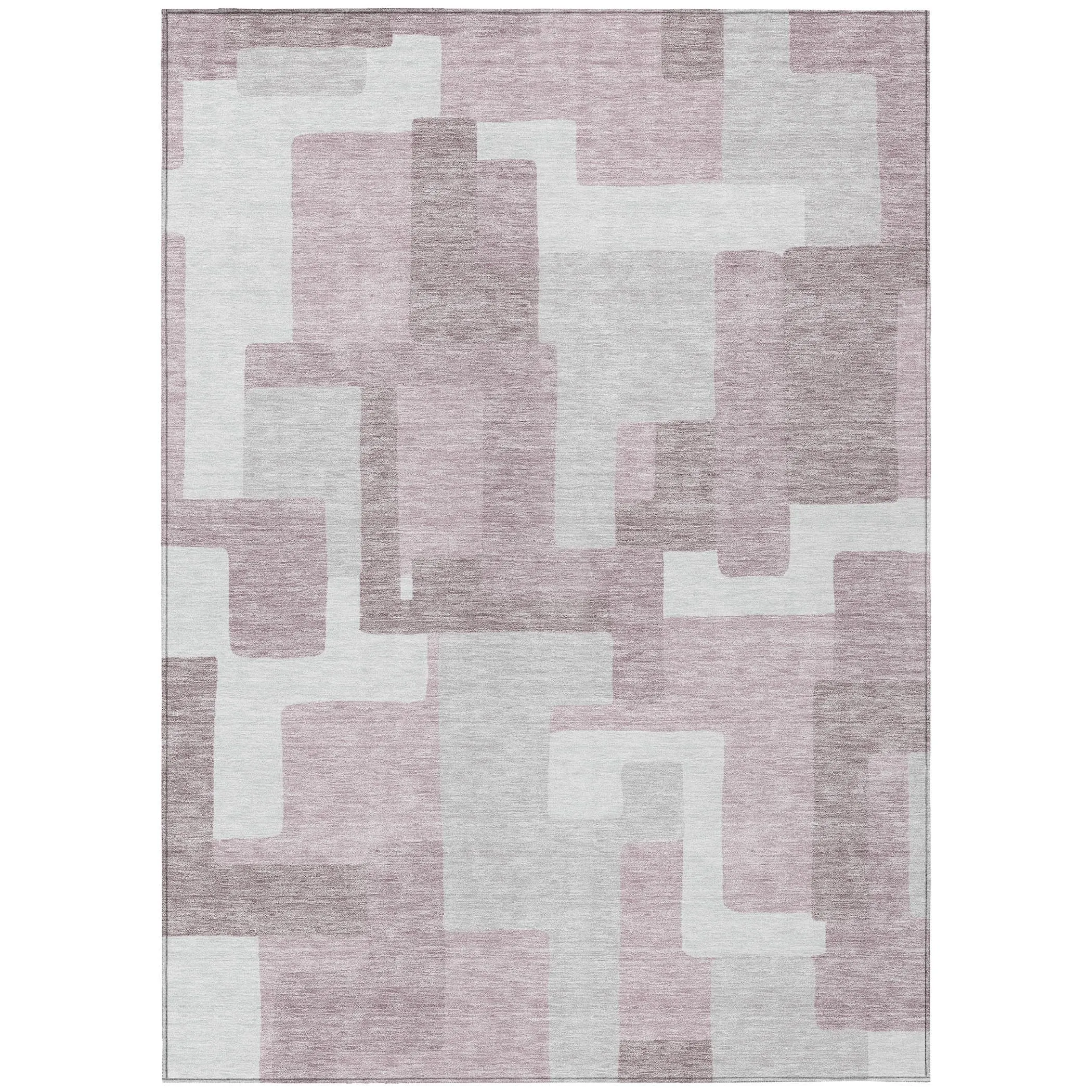 Machine Washable Indoor/ Outdoor Chantille Modern Blocks Rug