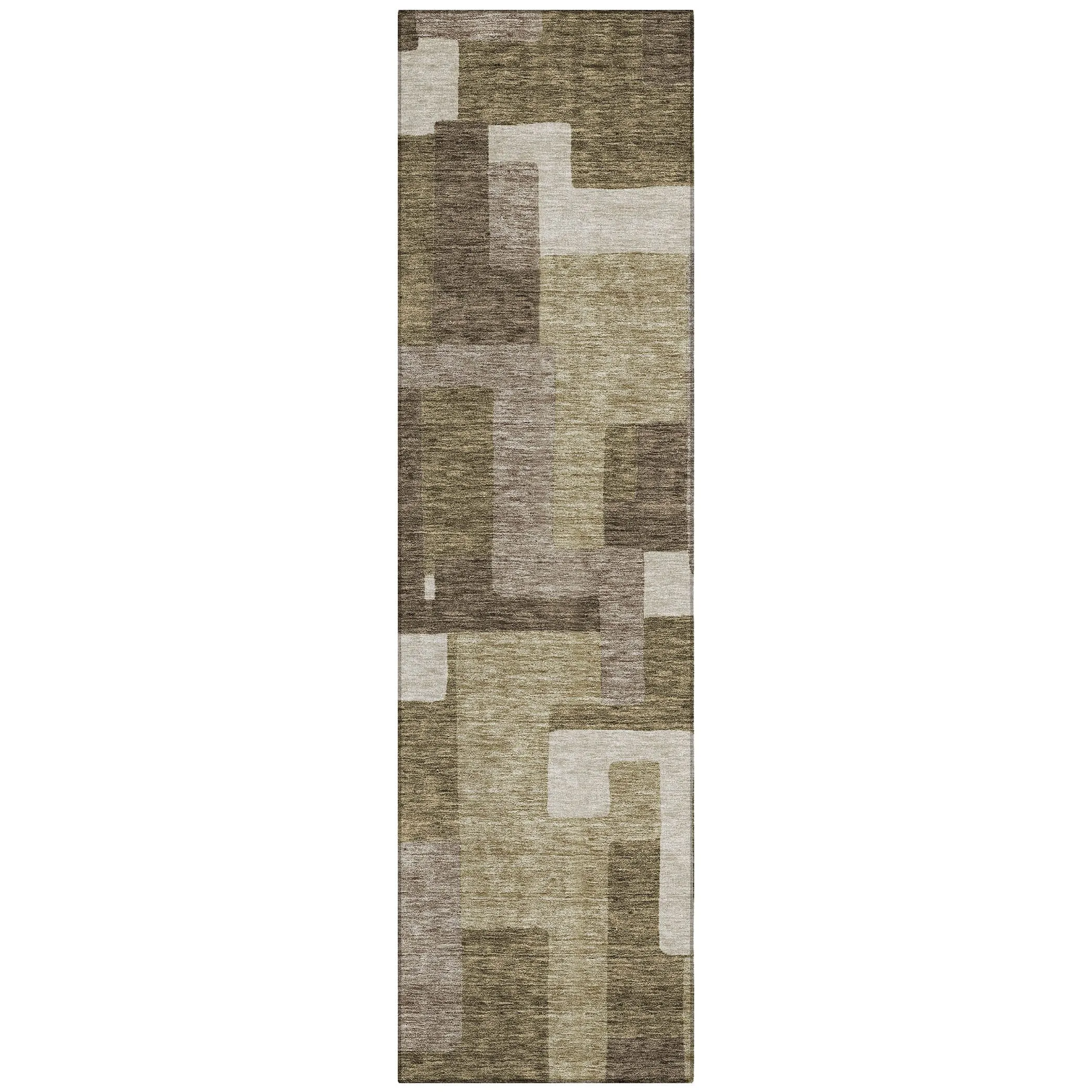 Machine Washable Indoor/ Outdoor Chantille Modern Blocks Rug
