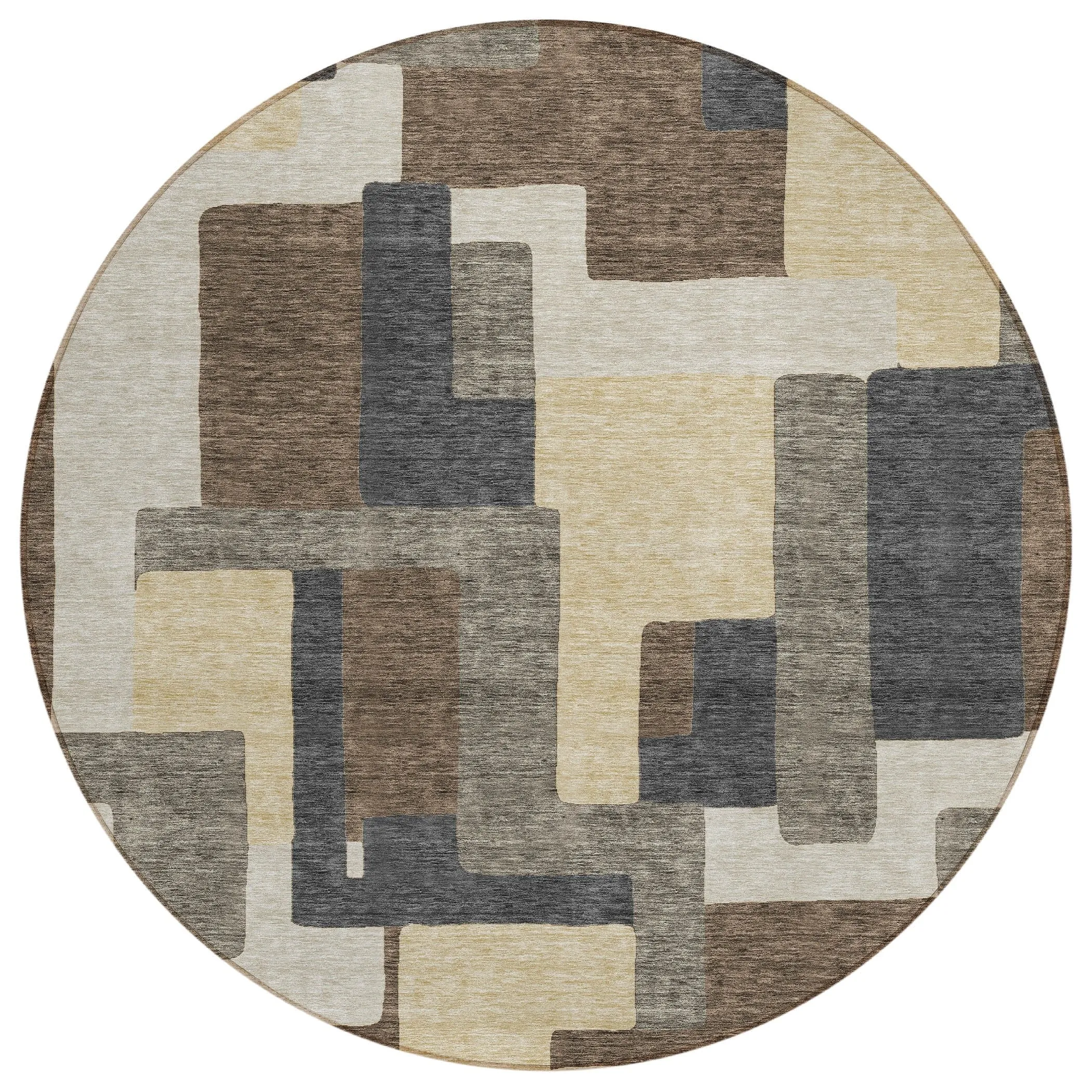 Machine Washable Indoor/ Outdoor Chantille Modern Blocks Rug