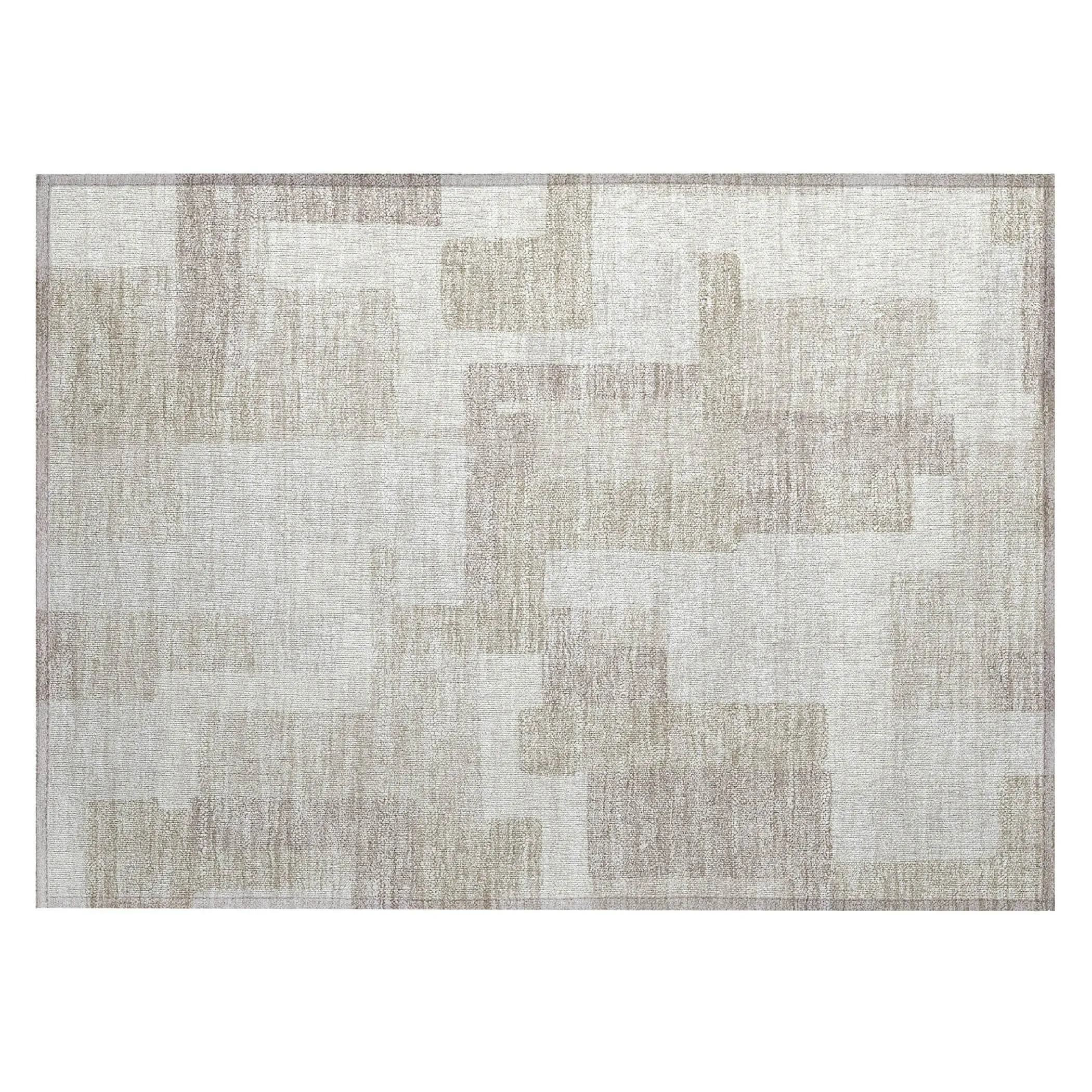 Machine Washable Indoor/ Outdoor Chantille Modern Blocks Rug