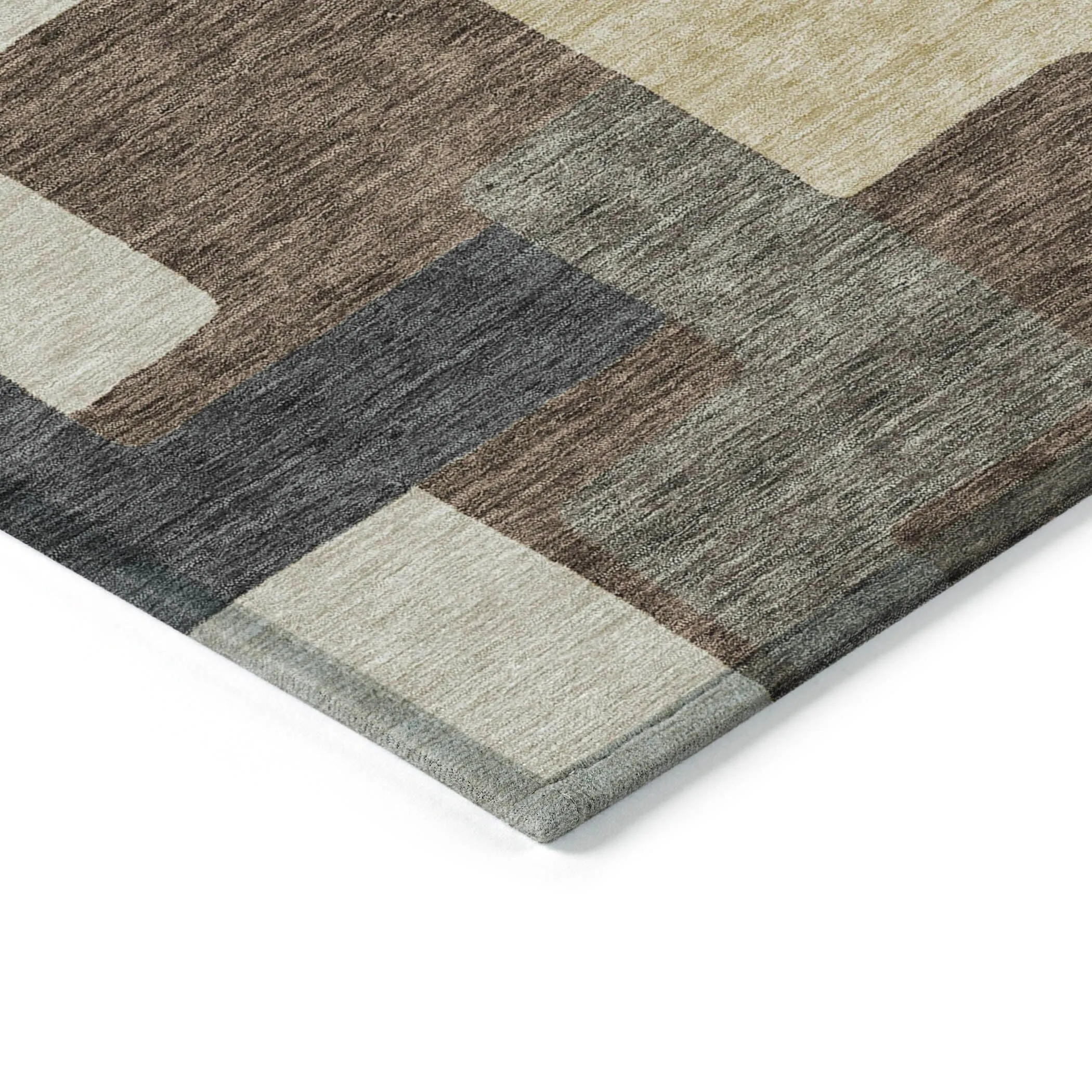 Machine Washable Indoor/ Outdoor Chantille Modern Blocks Rug