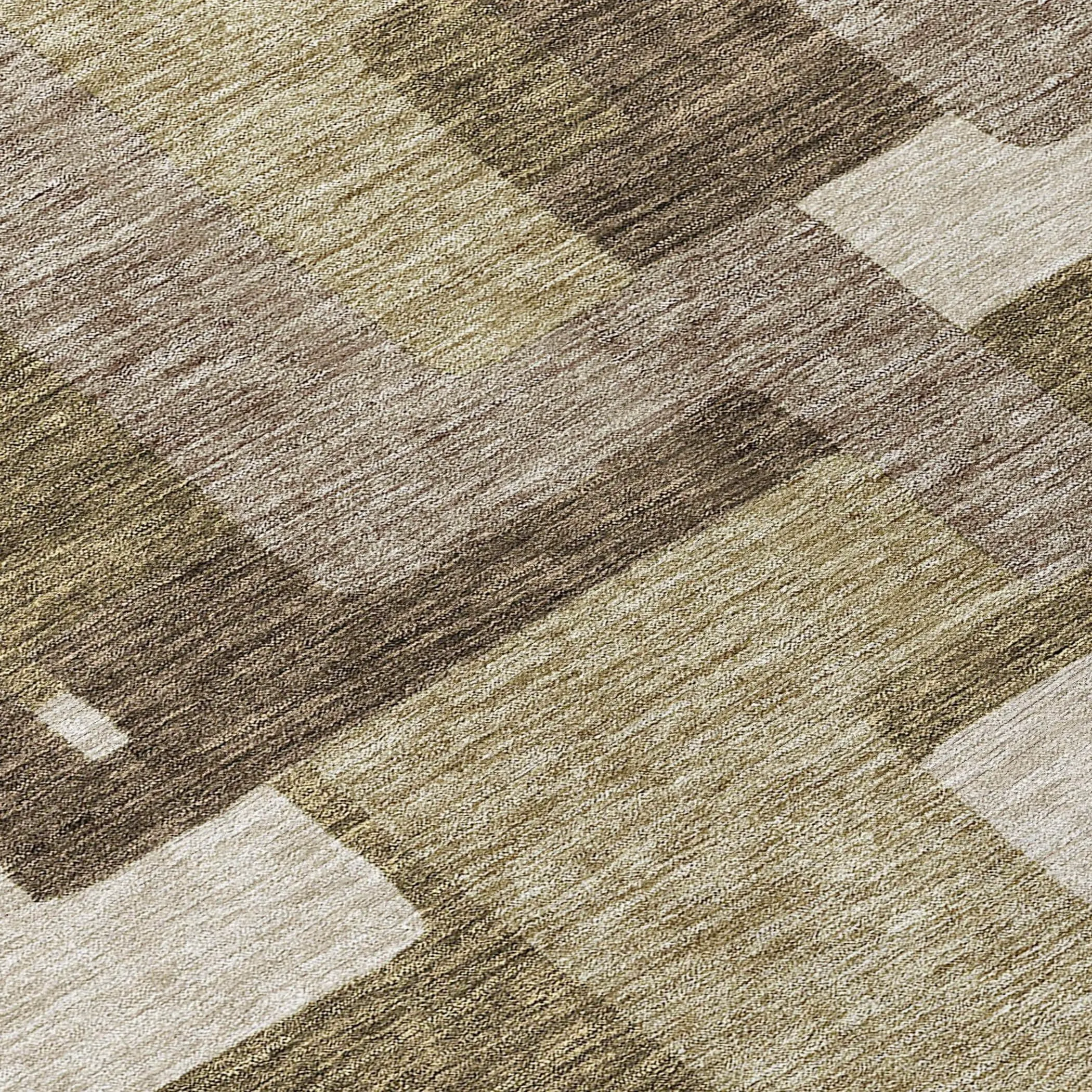 Machine Washable Indoor/ Outdoor Chantille Modern Blocks Rug