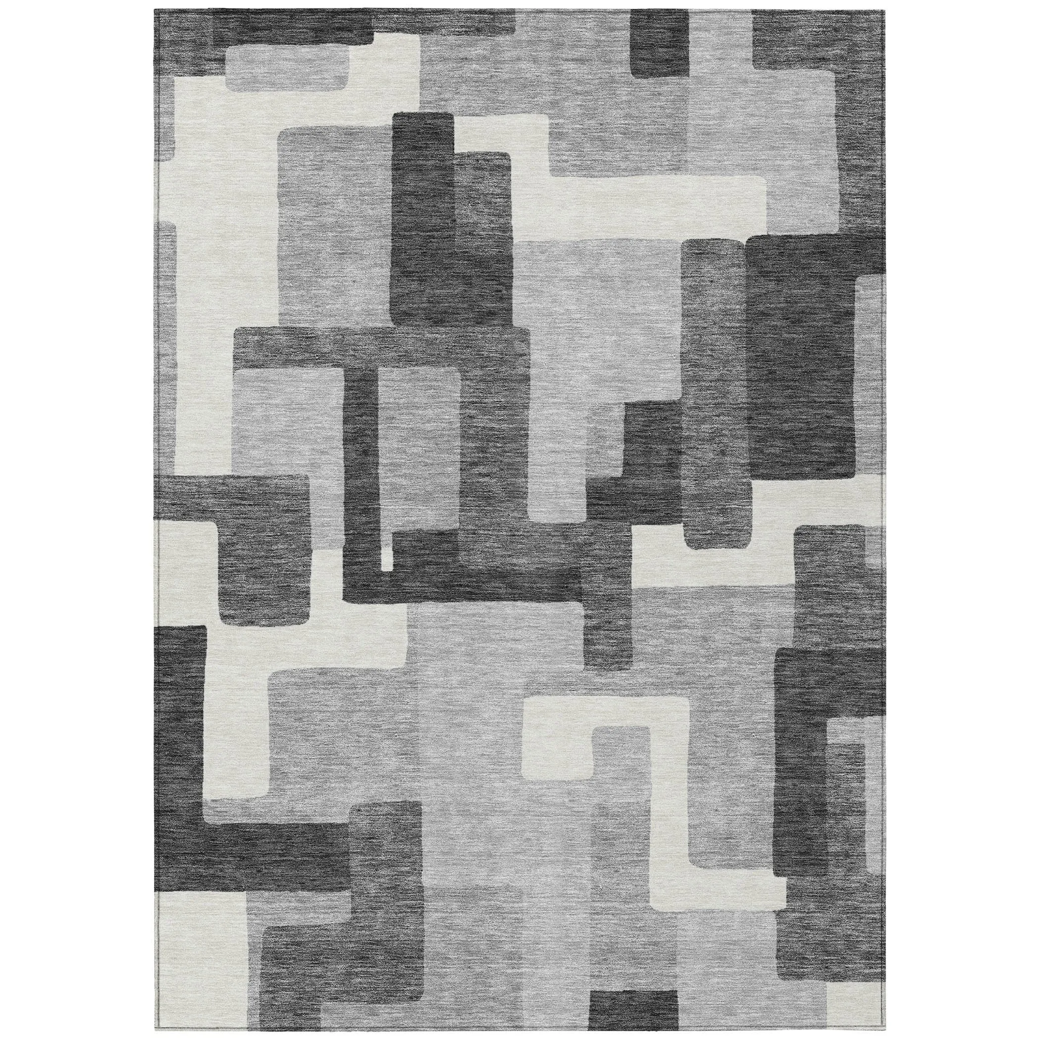 Machine Washable Indoor/ Outdoor Chantille Modern Blocks Rug