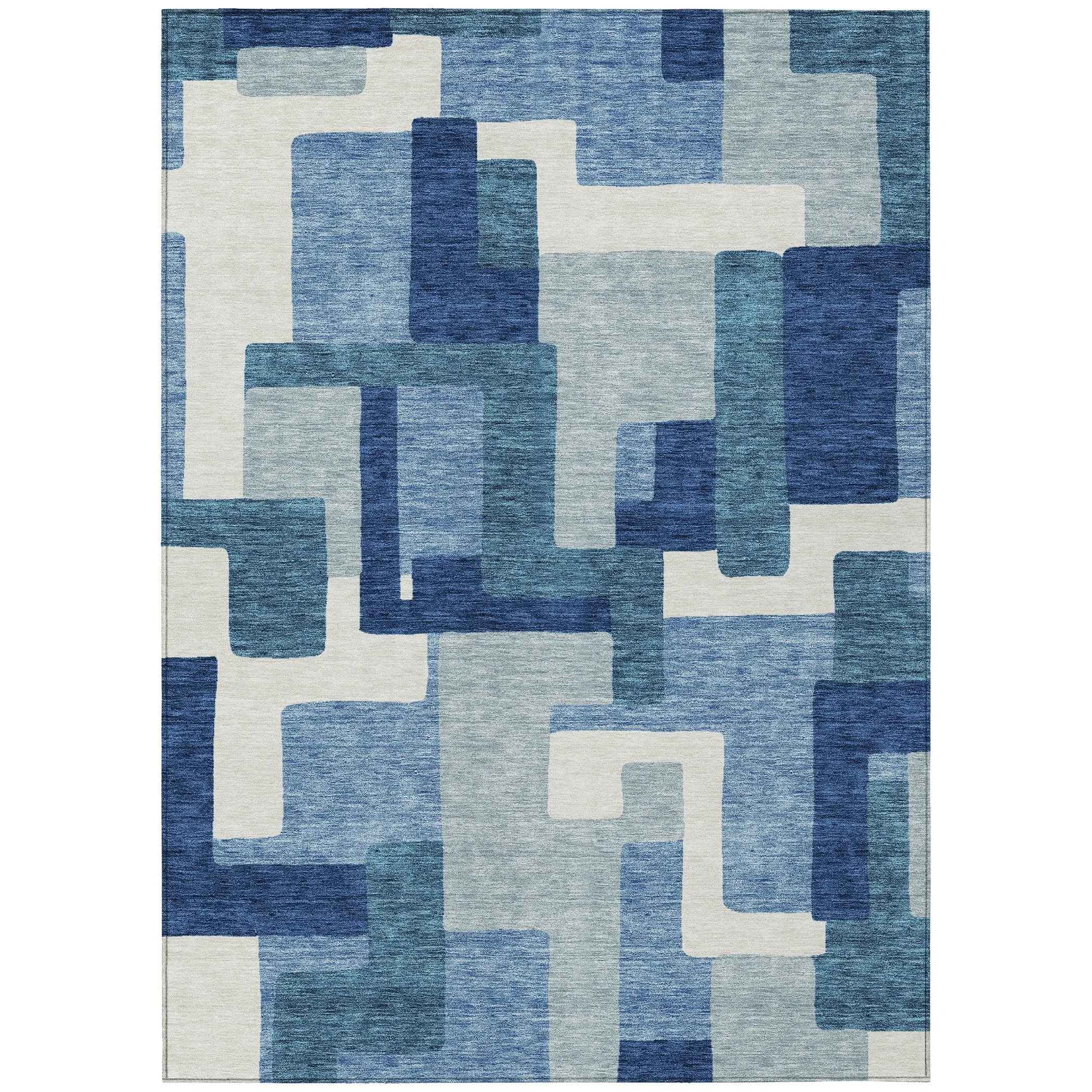 Machine Washable Indoor/ Outdoor Chantille Modern Blocks Rug