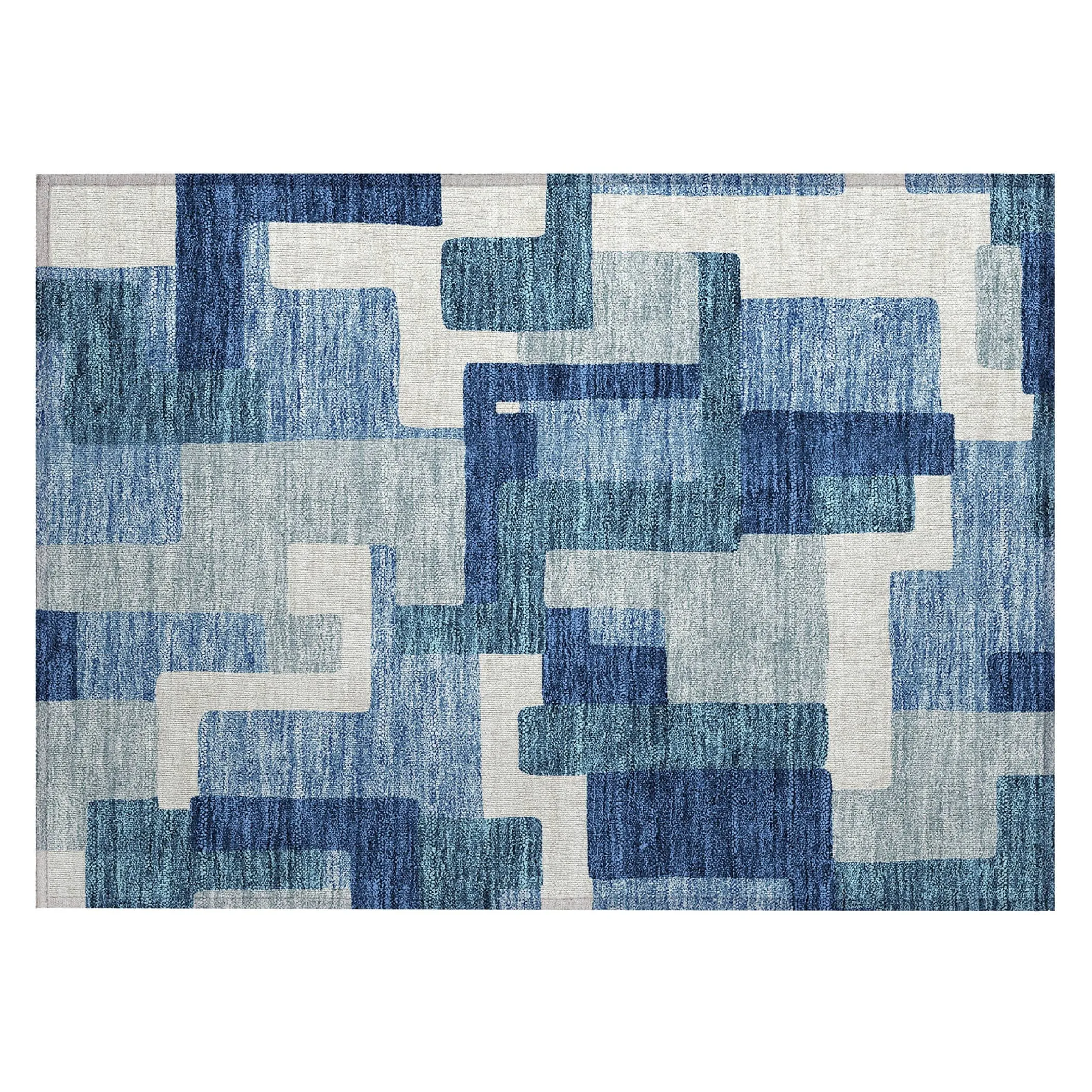 Machine Washable Indoor/ Outdoor Chantille Modern Blocks Rug