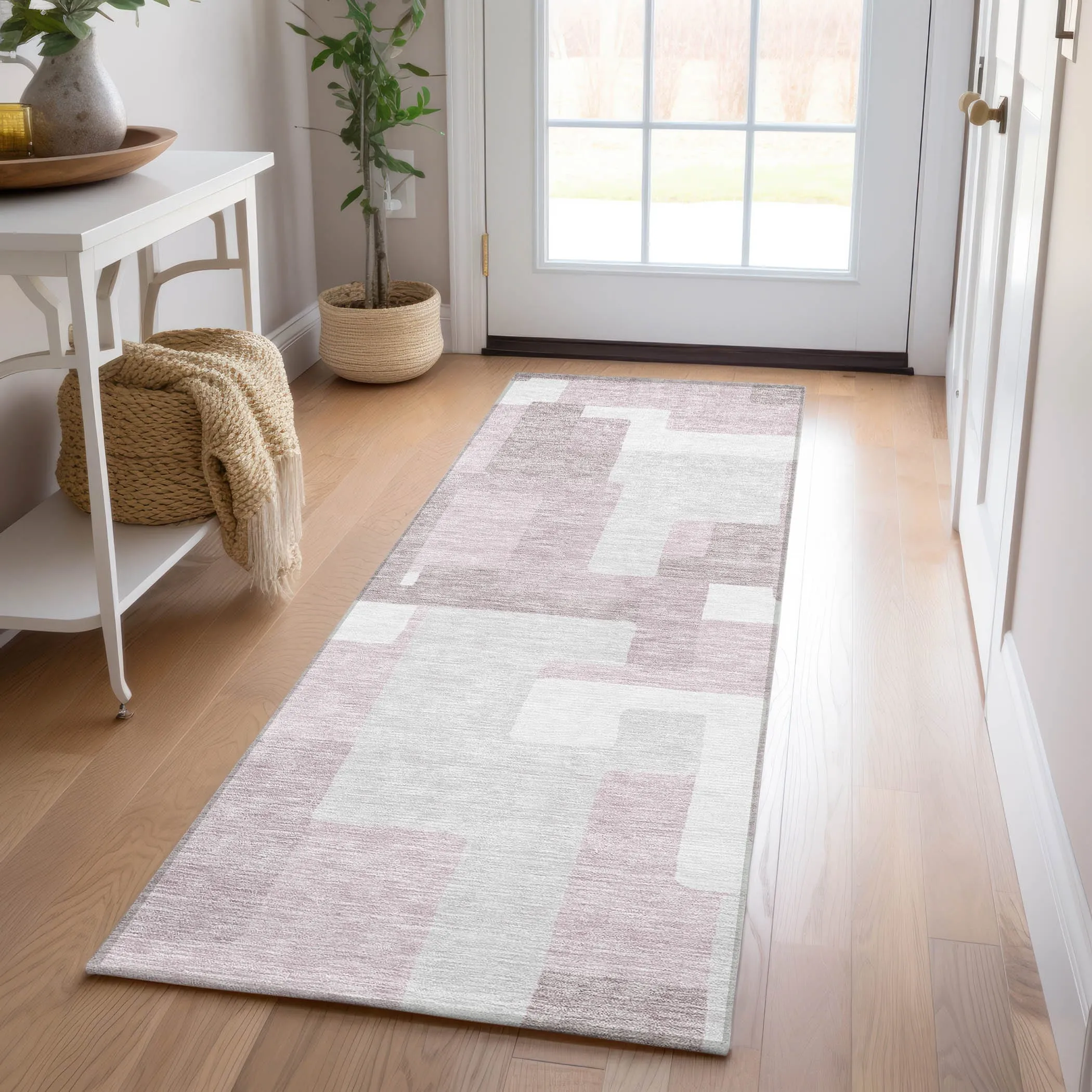Machine Washable Indoor/ Outdoor Chantille Modern Blocks Rug