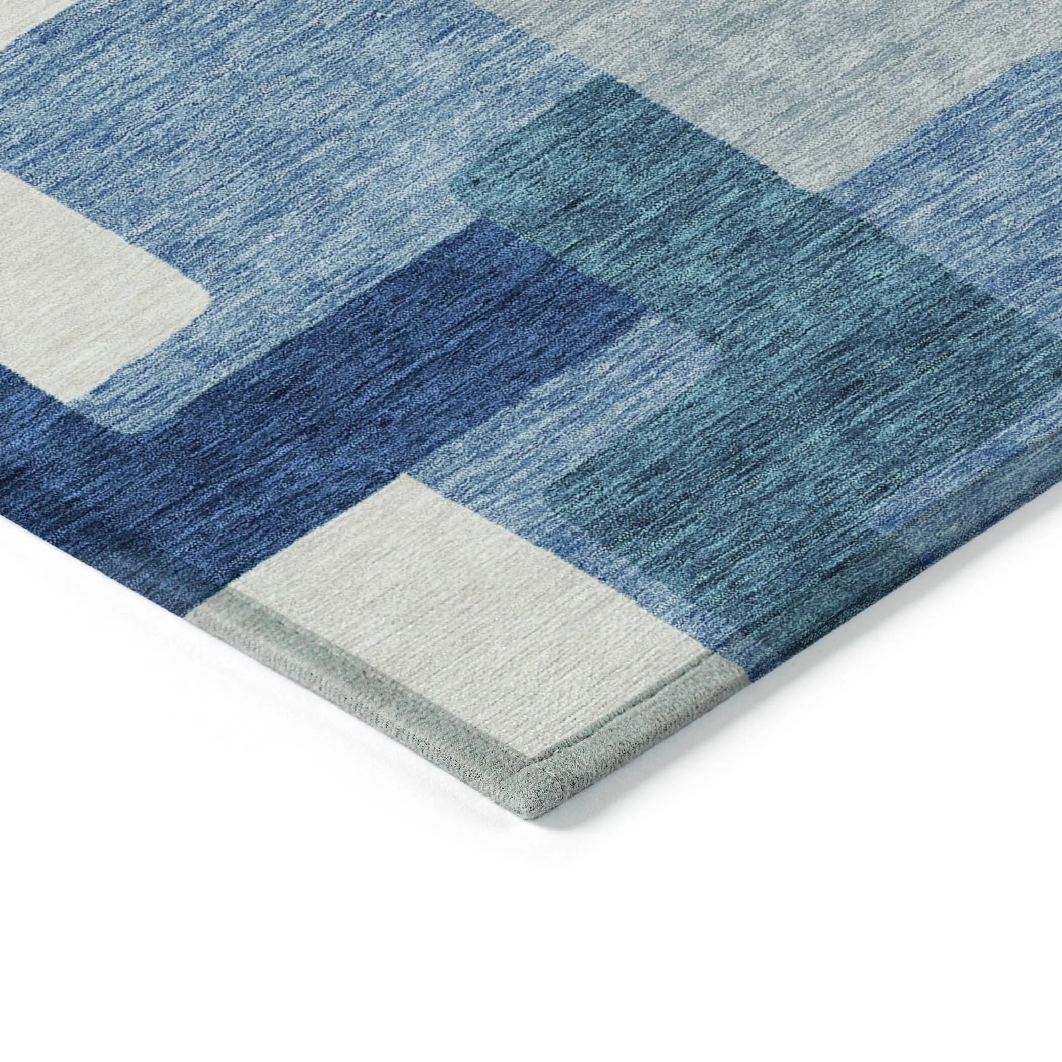 Machine Washable Indoor/ Outdoor Chantille Modern Blocks Rug