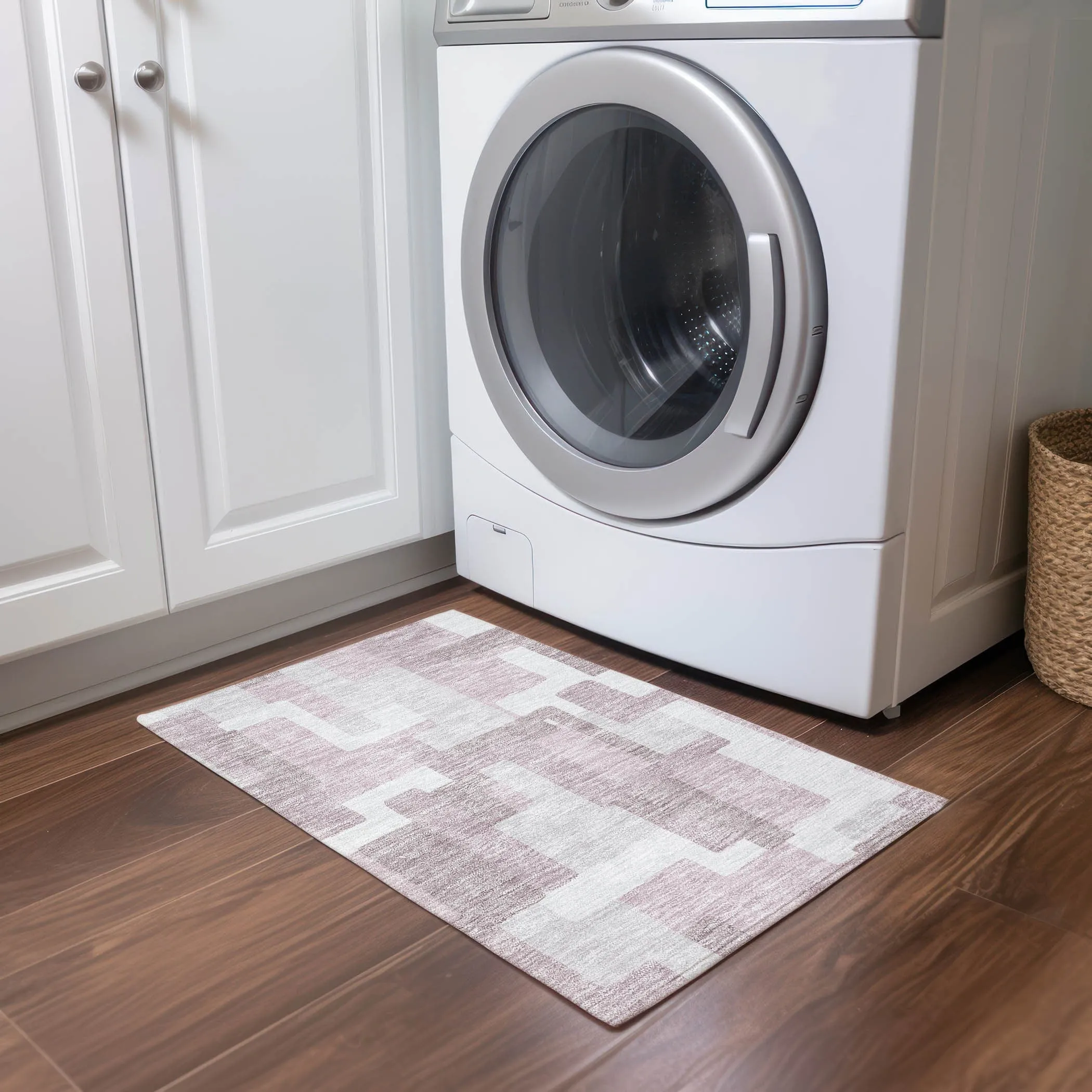 Machine Washable Indoor/ Outdoor Chantille Modern Blocks Rug
