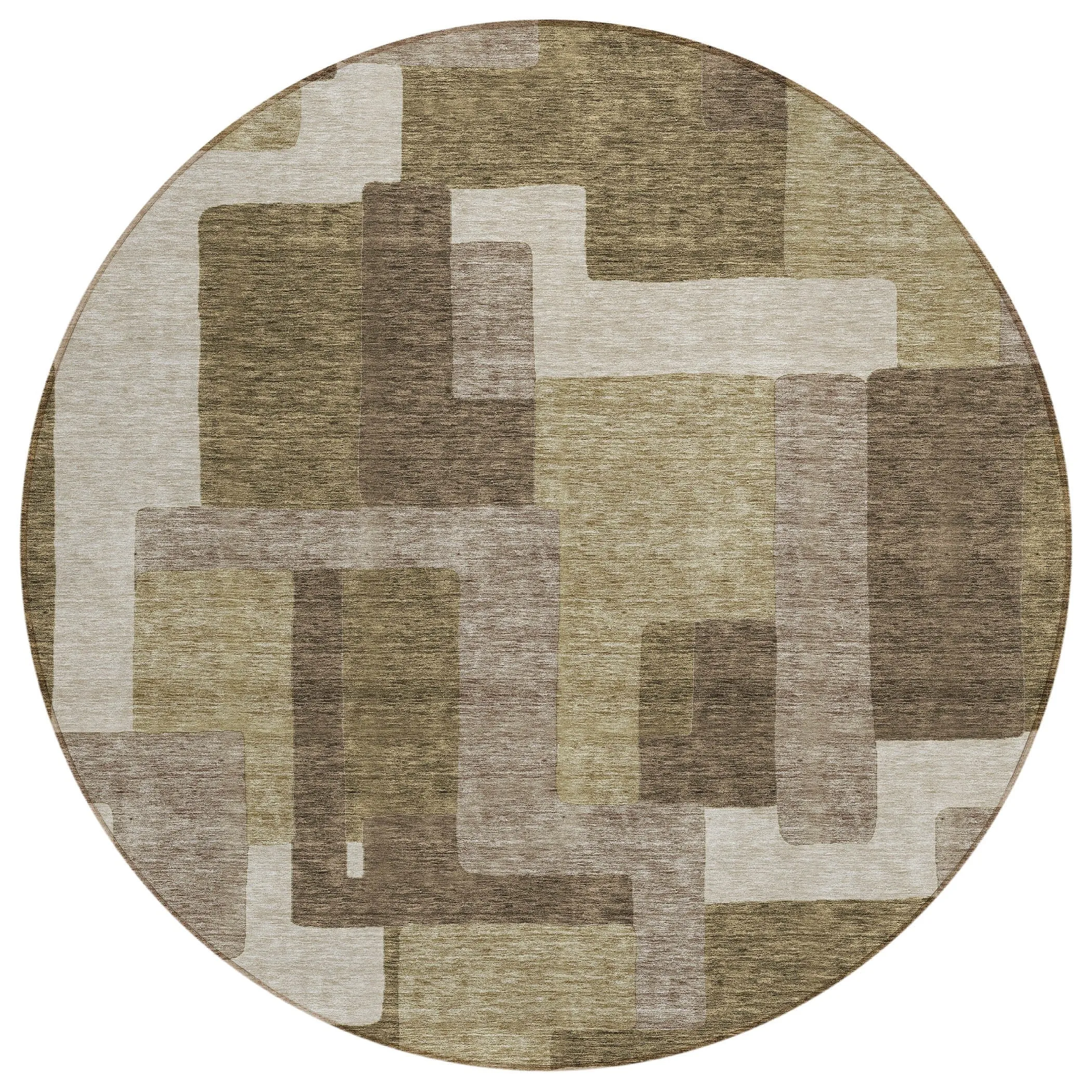 Machine Washable Indoor/ Outdoor Chantille Modern Blocks Rug