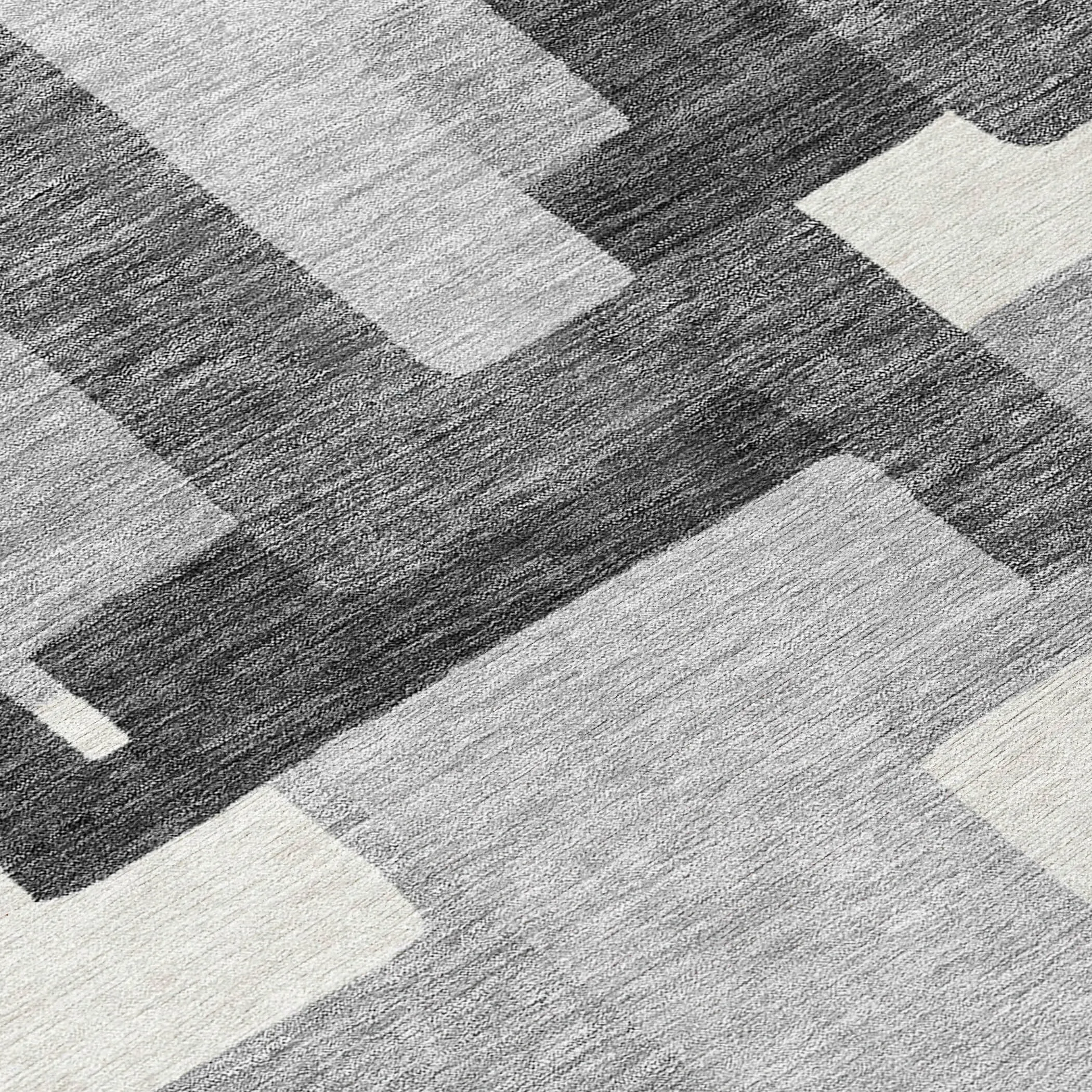 Machine Washable Indoor/ Outdoor Chantille Modern Blocks Rug