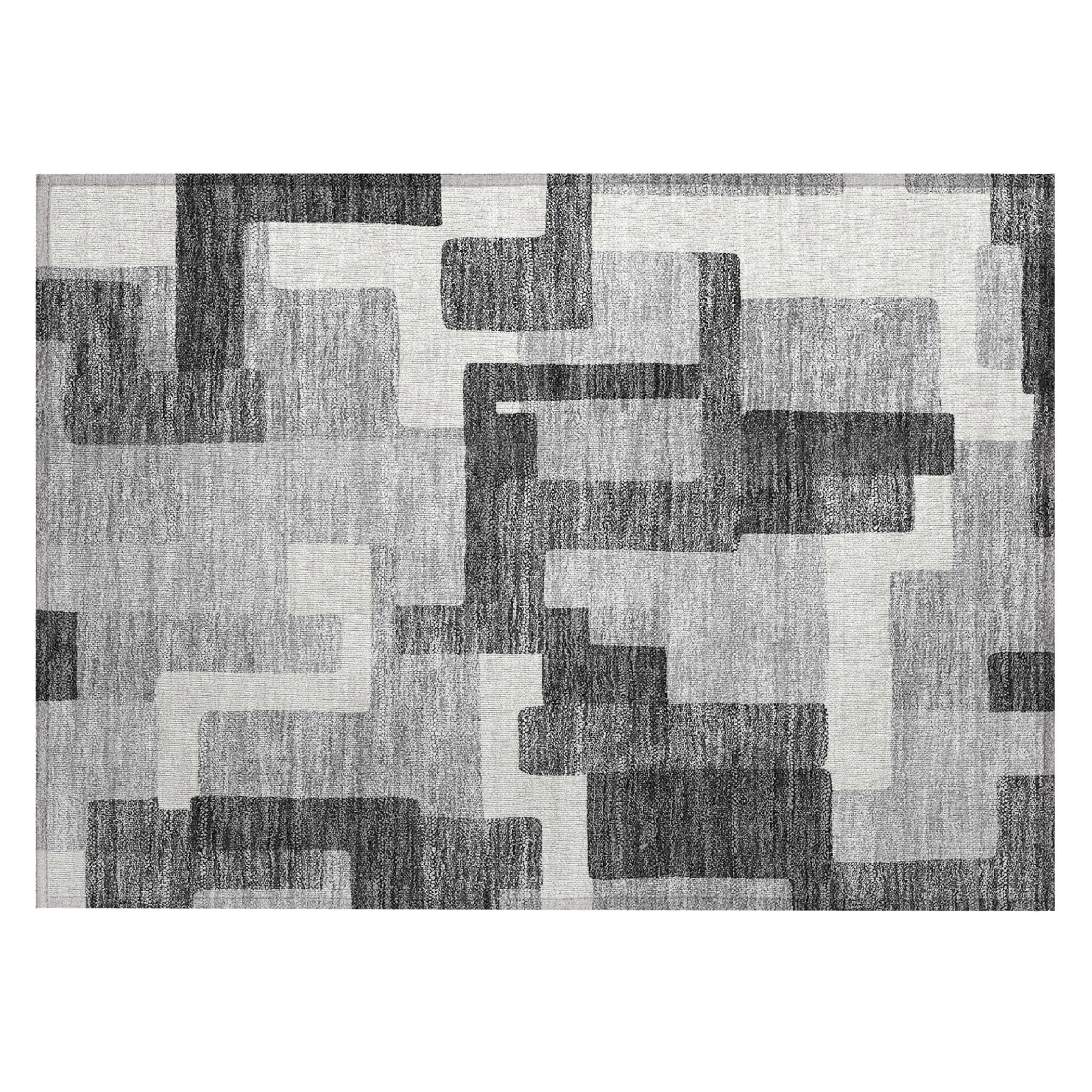 Machine Washable Indoor/ Outdoor Chantille Modern Blocks Rug