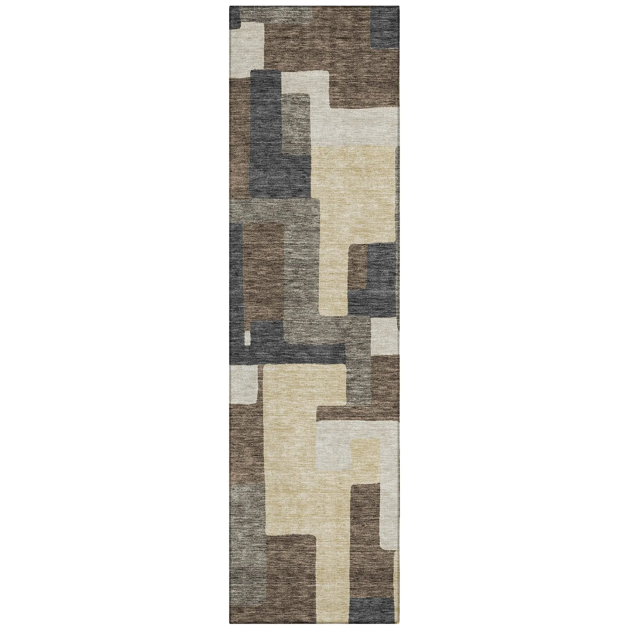 Machine Washable Indoor/ Outdoor Chantille Modern Blocks Rug