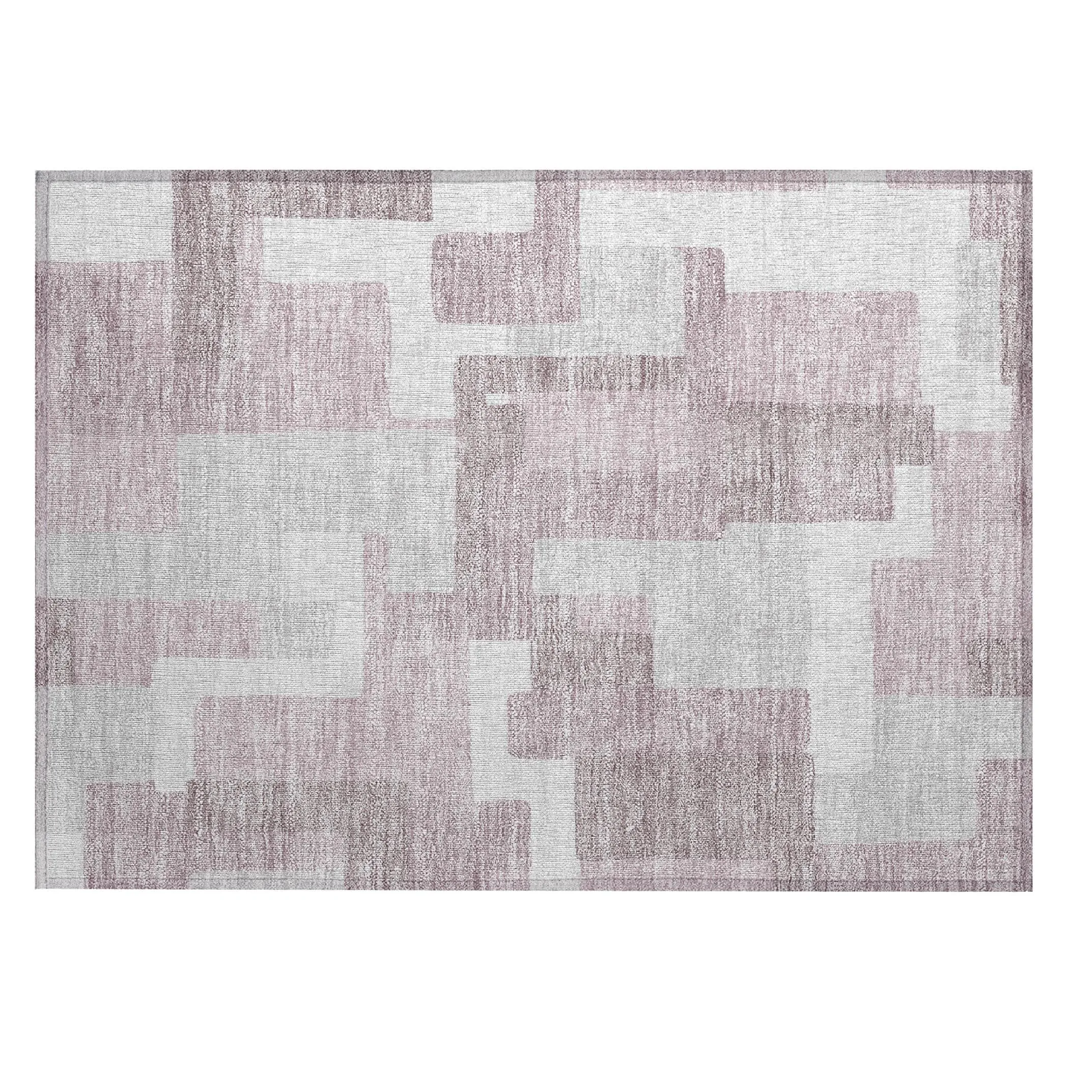 Machine Washable Indoor/ Outdoor Chantille Modern Blocks Rug