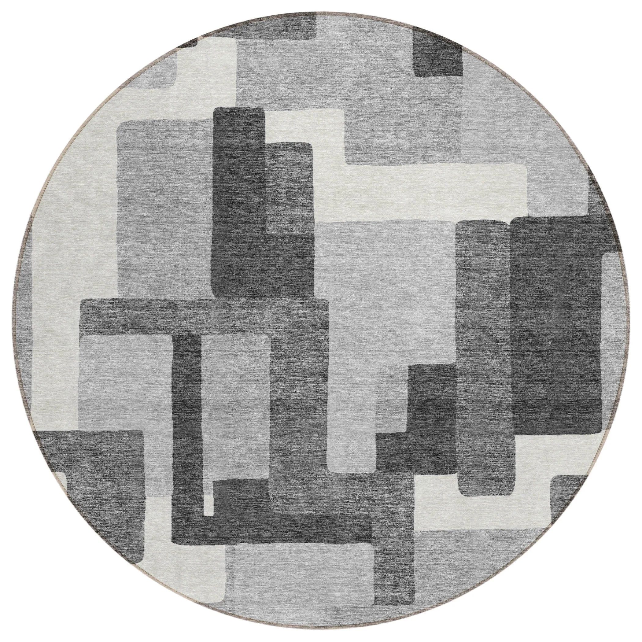 Machine Washable Indoor/ Outdoor Chantille Modern Blocks Rug