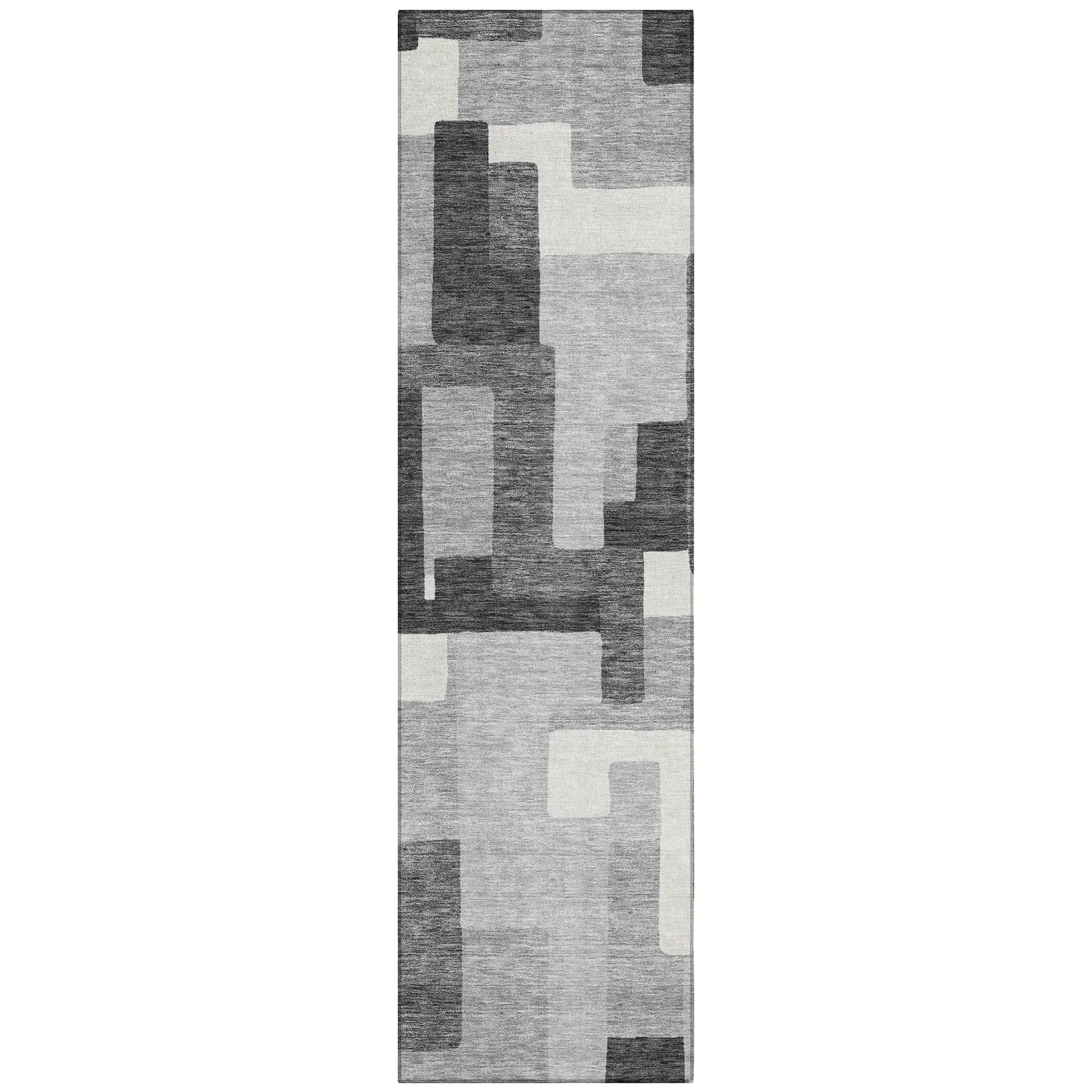 Machine Washable Indoor/ Outdoor Chantille Modern Blocks Rug