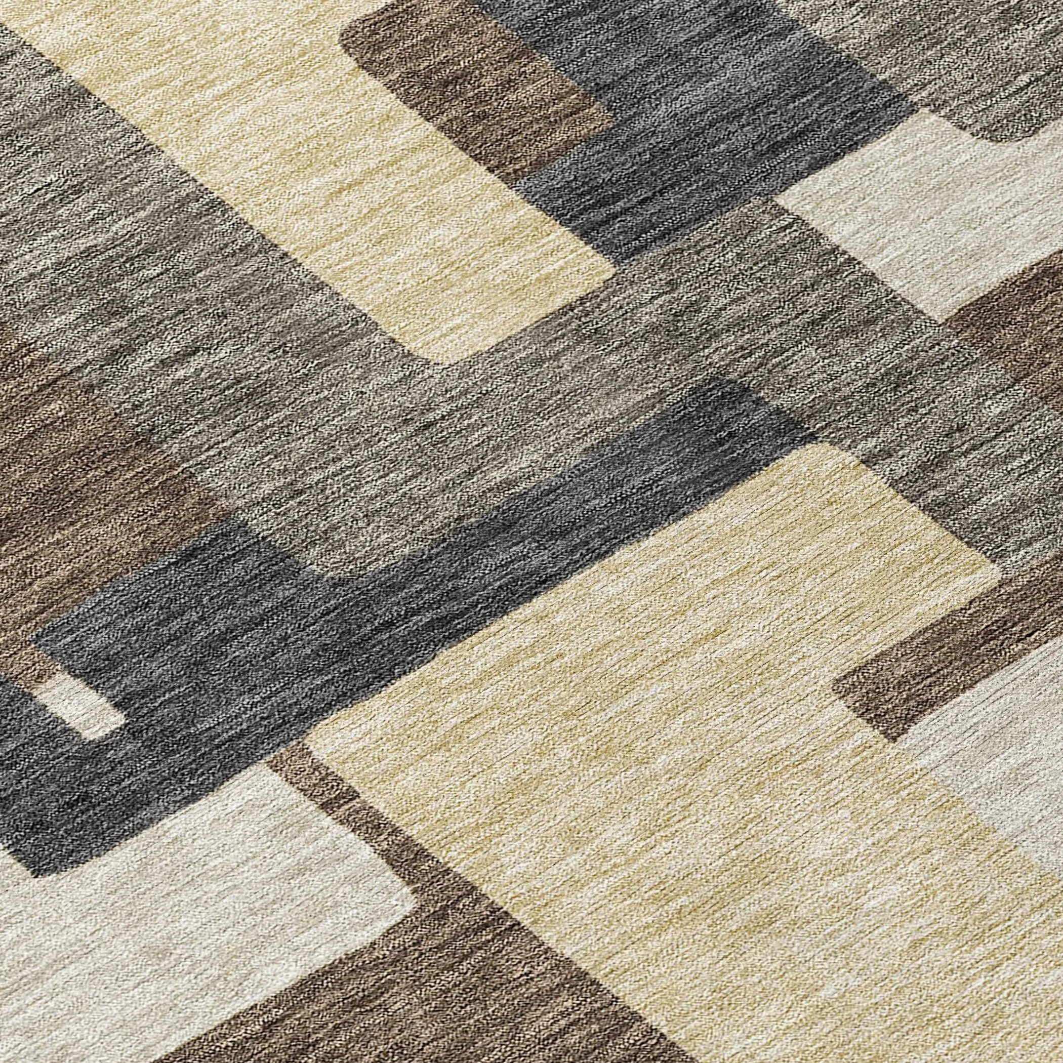 Machine Washable Indoor/ Outdoor Chantille Modern Blocks Rug