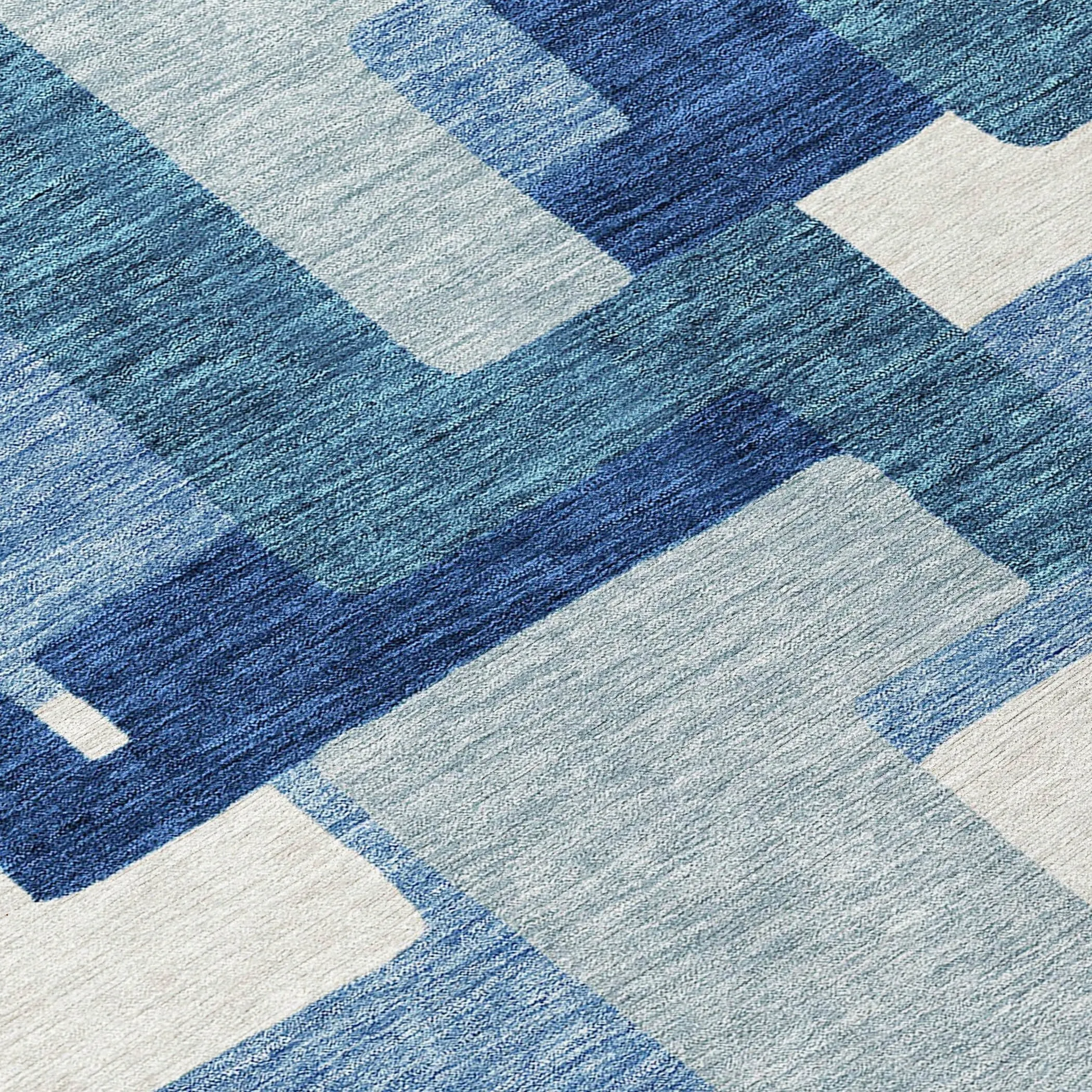 Machine Washable Indoor/ Outdoor Chantille Modern Blocks Rug