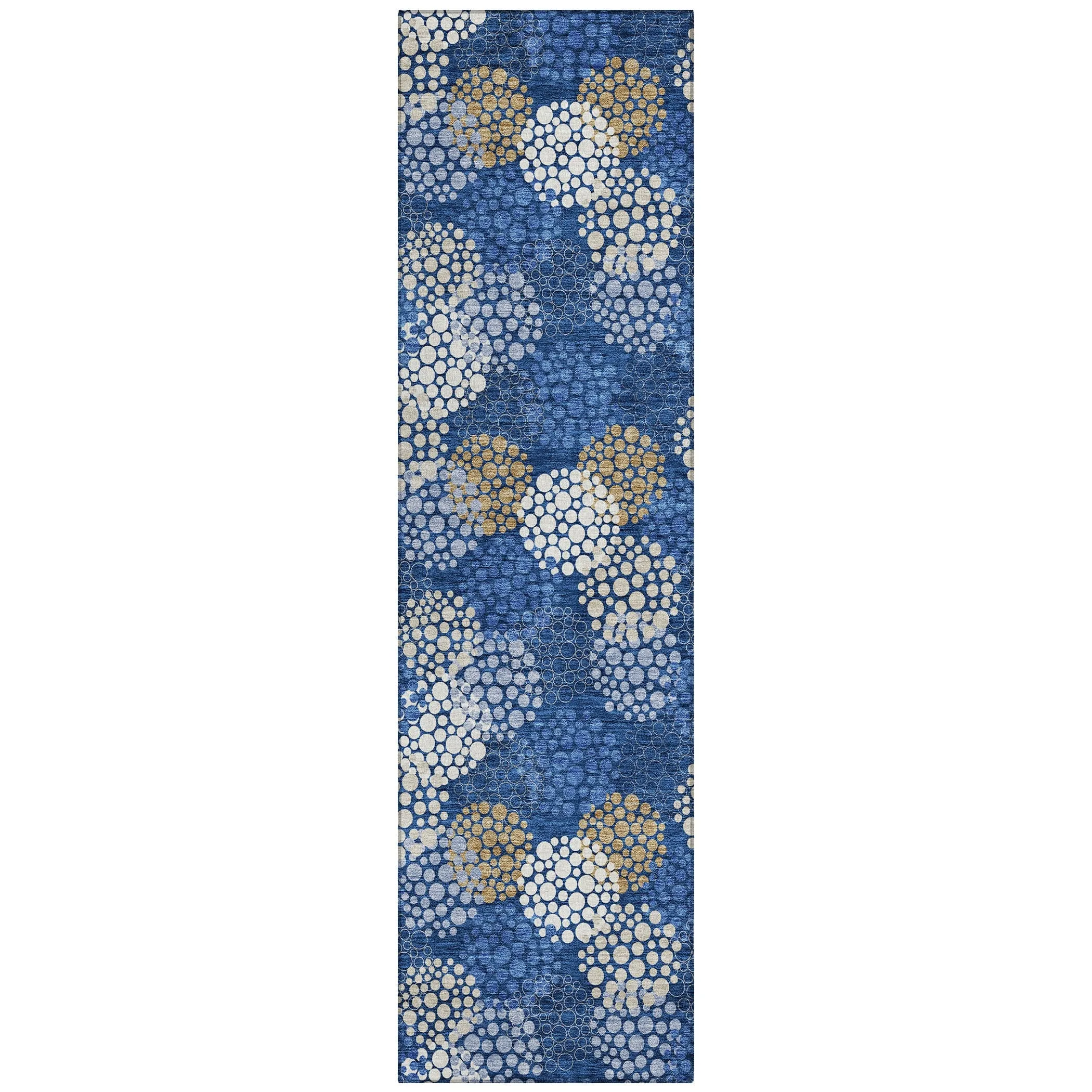 Machine Washable Indoor/ Outdoor Chantille Modern Bubbles Rug