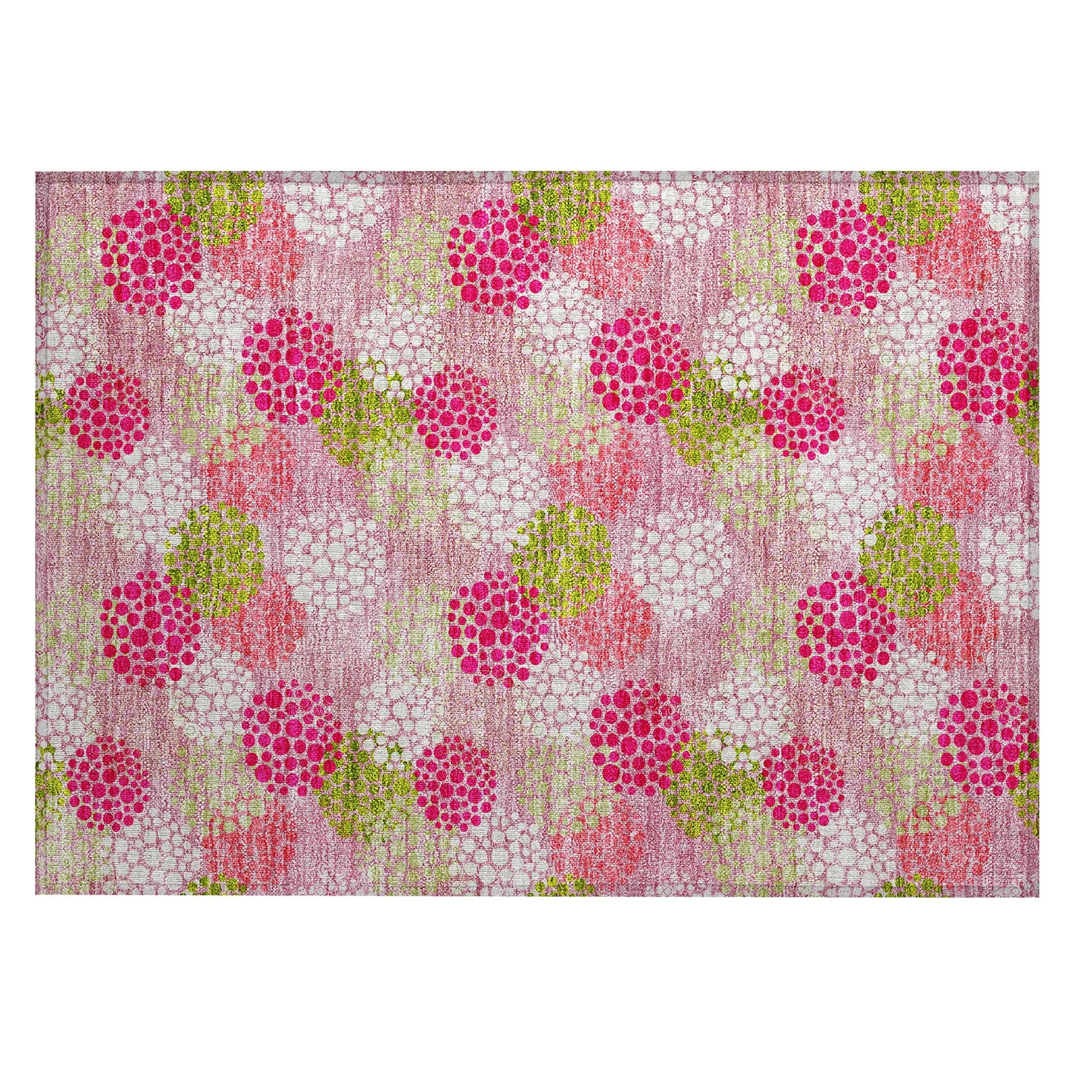 Machine Washable Indoor/ Outdoor Chantille Modern Bubbles Rug