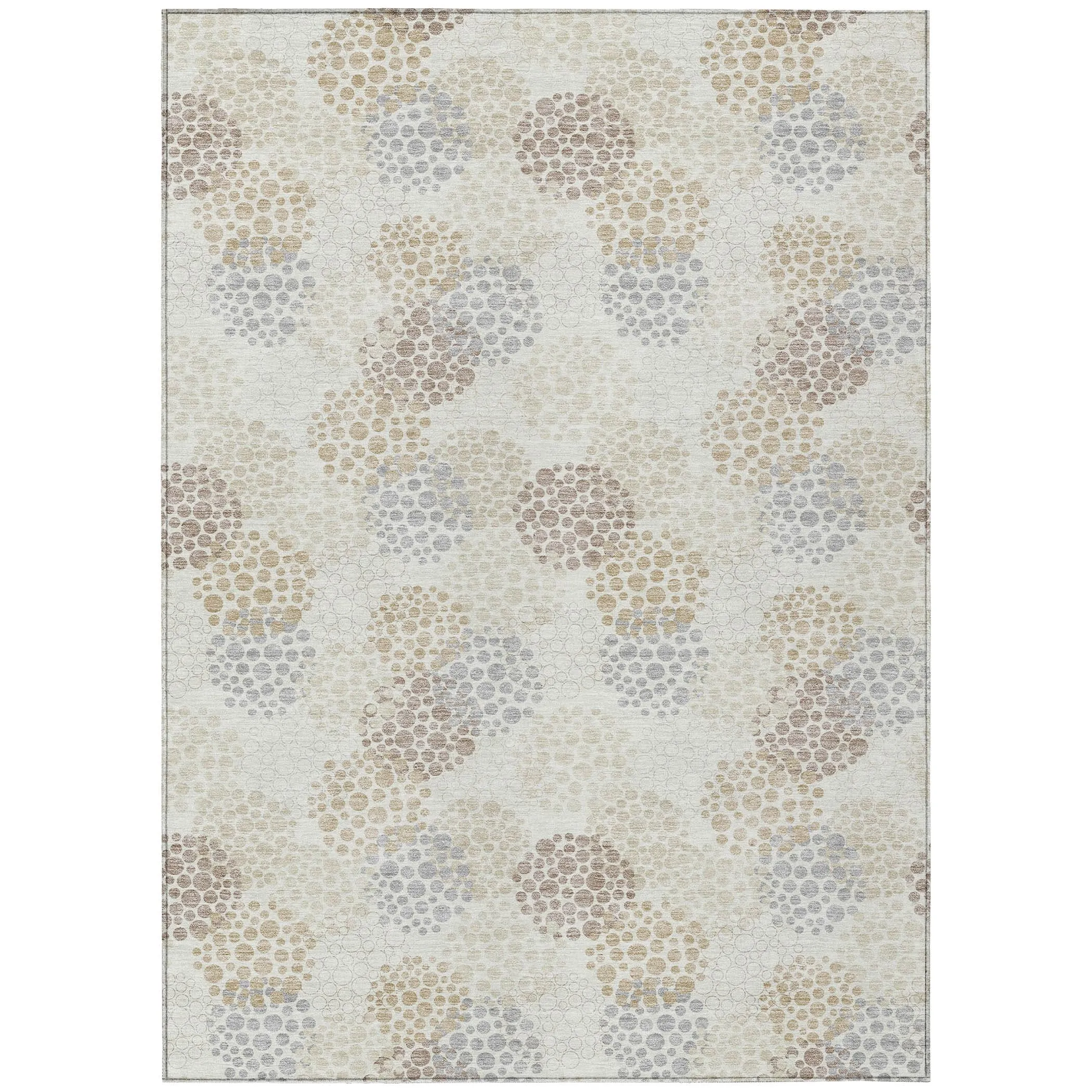 Machine Washable Indoor/ Outdoor Chantille Modern Bubbles Rug