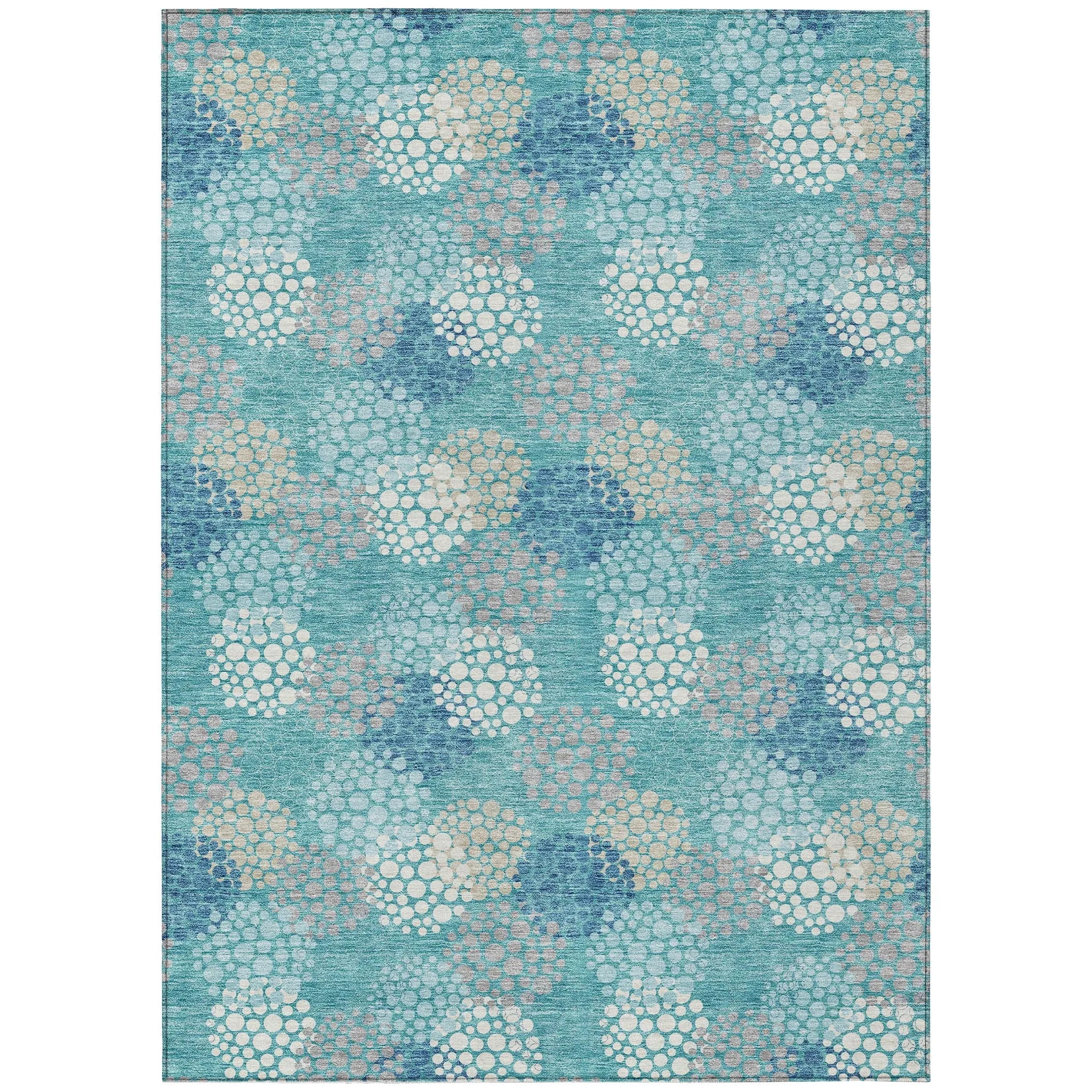 Machine Washable Indoor/ Outdoor Chantille Modern Bubbles Rug