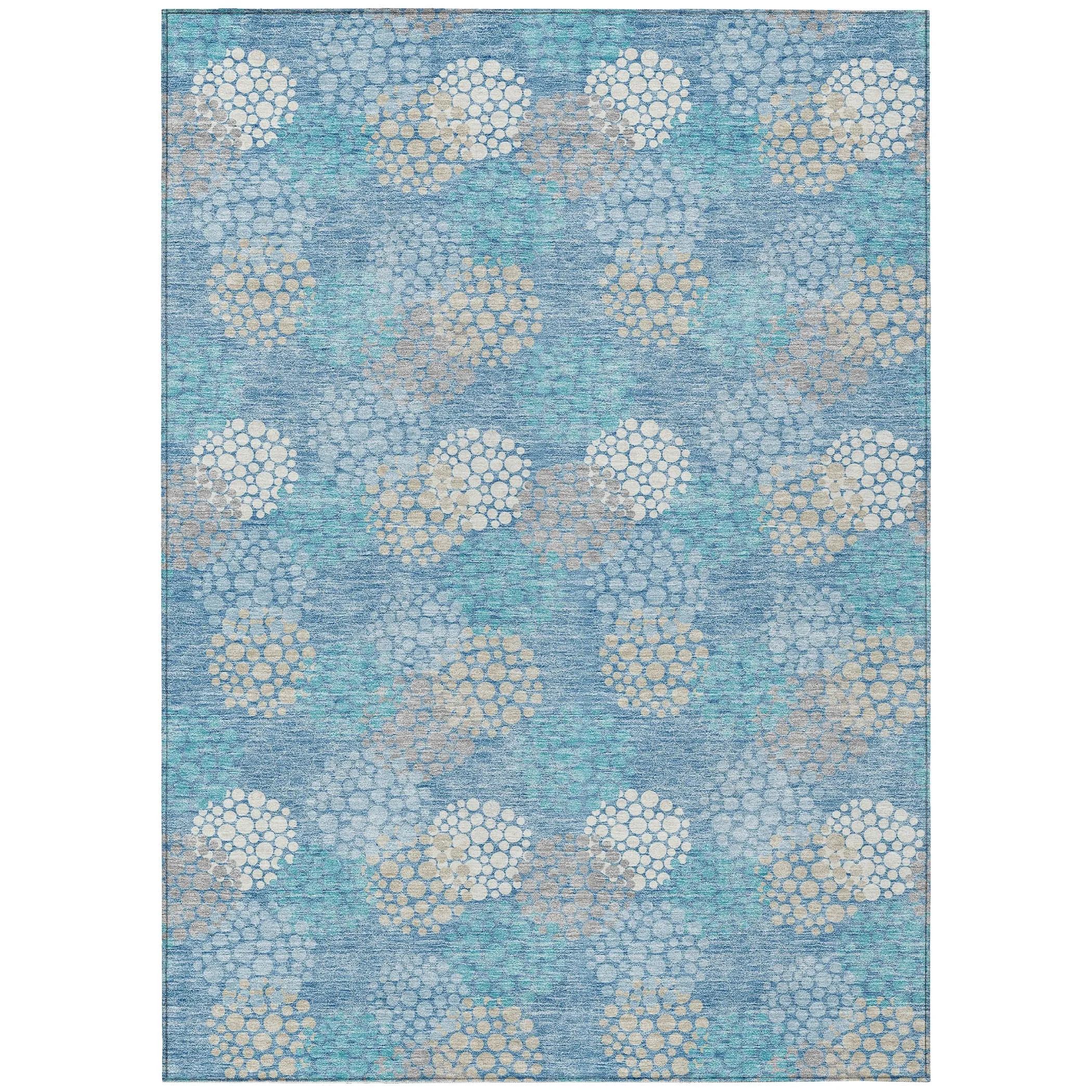 Machine Washable Indoor/ Outdoor Chantille Modern Bubbles Rug