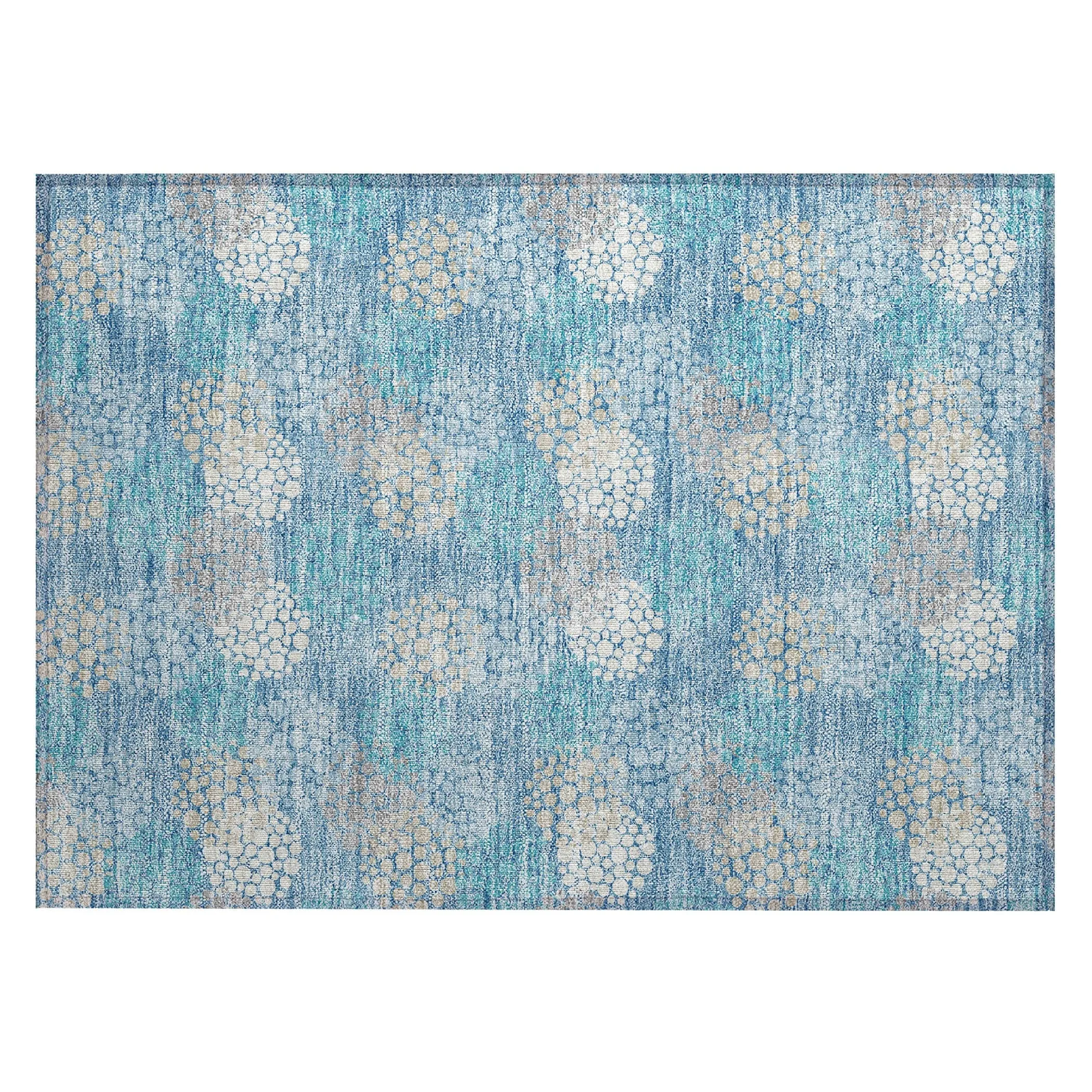Machine Washable Indoor/ Outdoor Chantille Modern Bubbles Rug