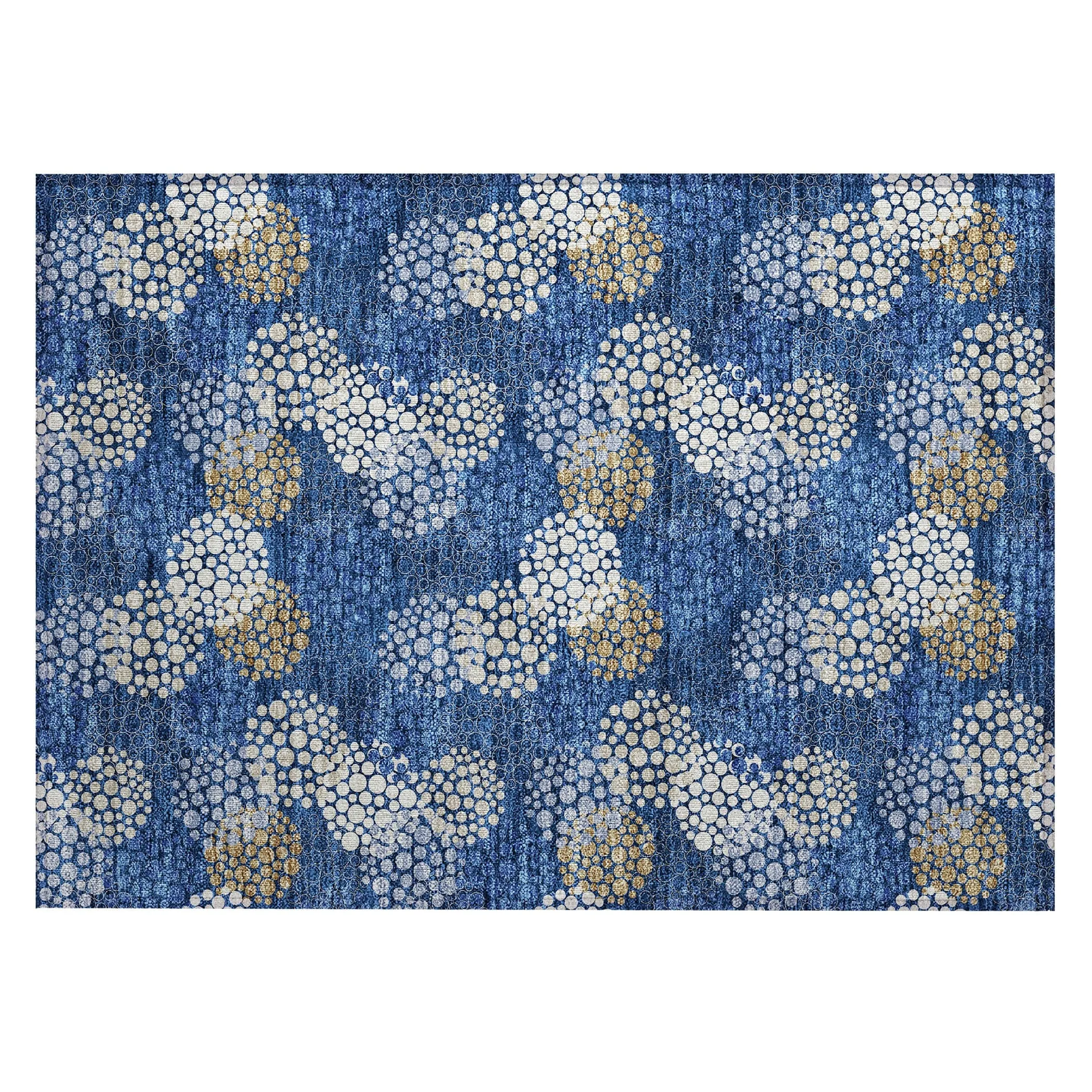 Machine Washable Indoor/ Outdoor Chantille Modern Bubbles Rug