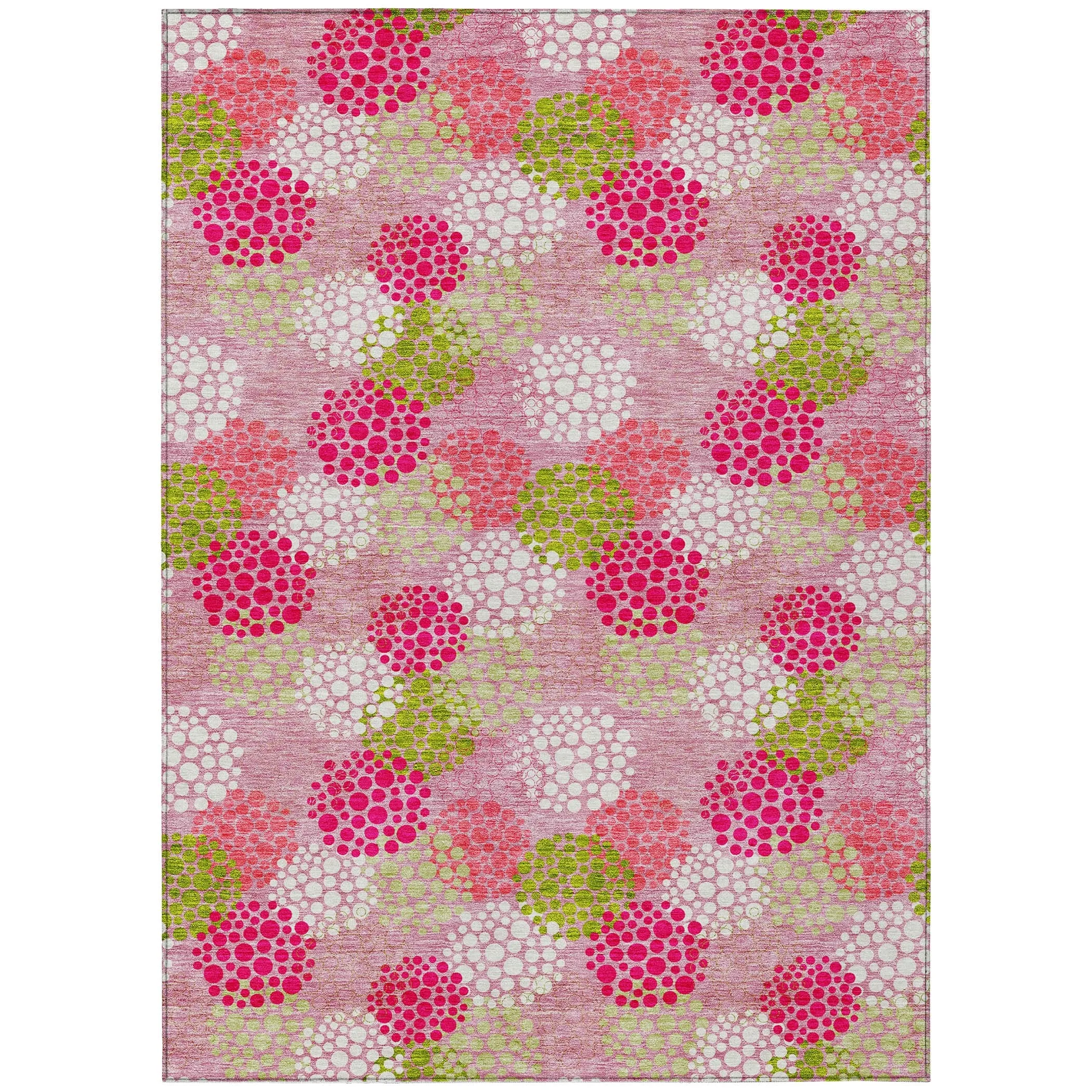 Machine Washable Indoor/ Outdoor Chantille Modern Bubbles Rug