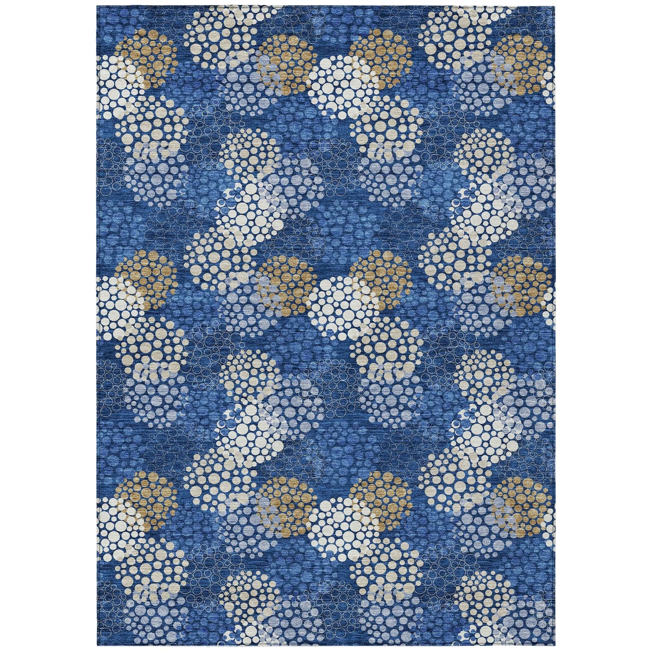 Machine Washable Indoor/ Outdoor Chantille Modern Bubbles Rug