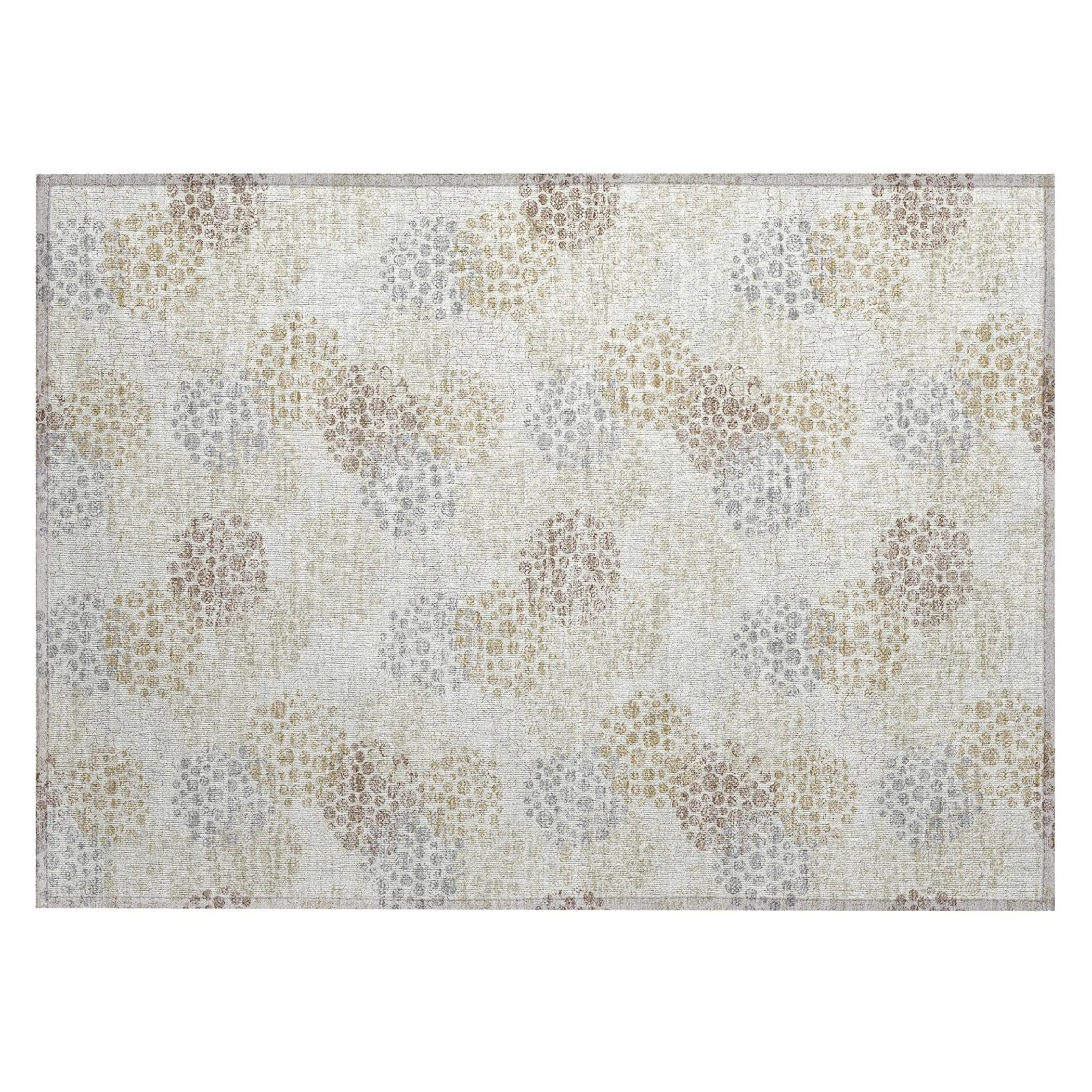 Machine Washable Indoor/ Outdoor Chantille Modern Bubbles Rug