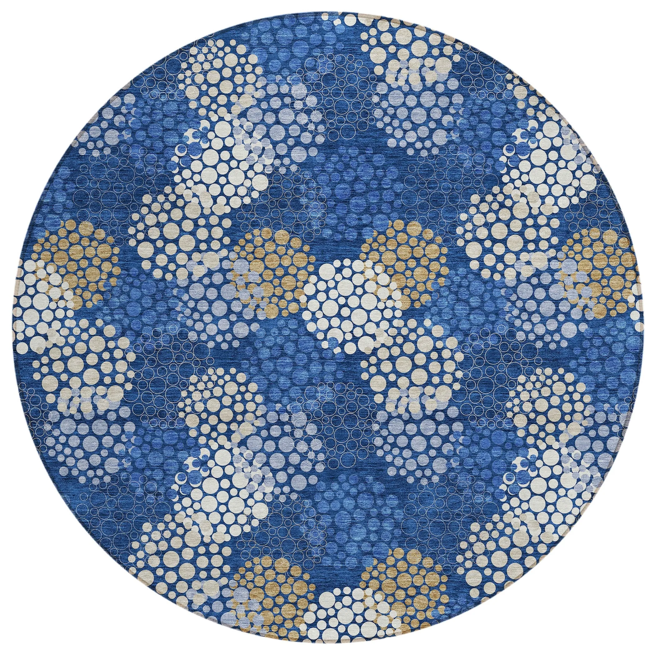 Machine Washable Indoor/ Outdoor Chantille Modern Bubbles Rug
