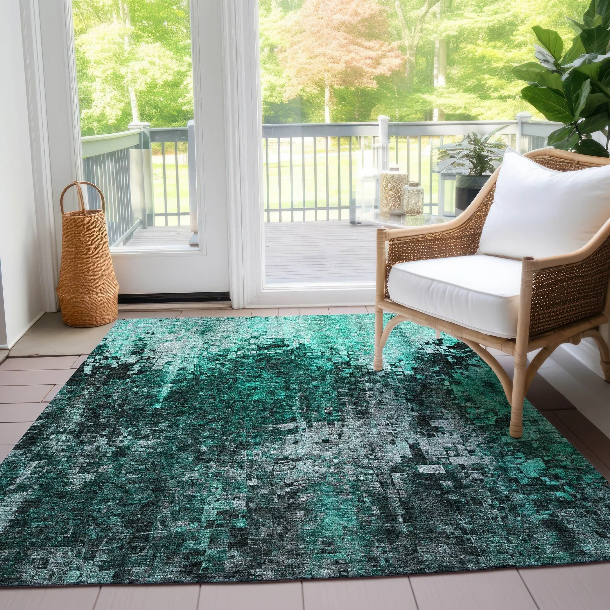 Machine Washable Indoor/ Outdoor Chantille Modern Ombre Rug