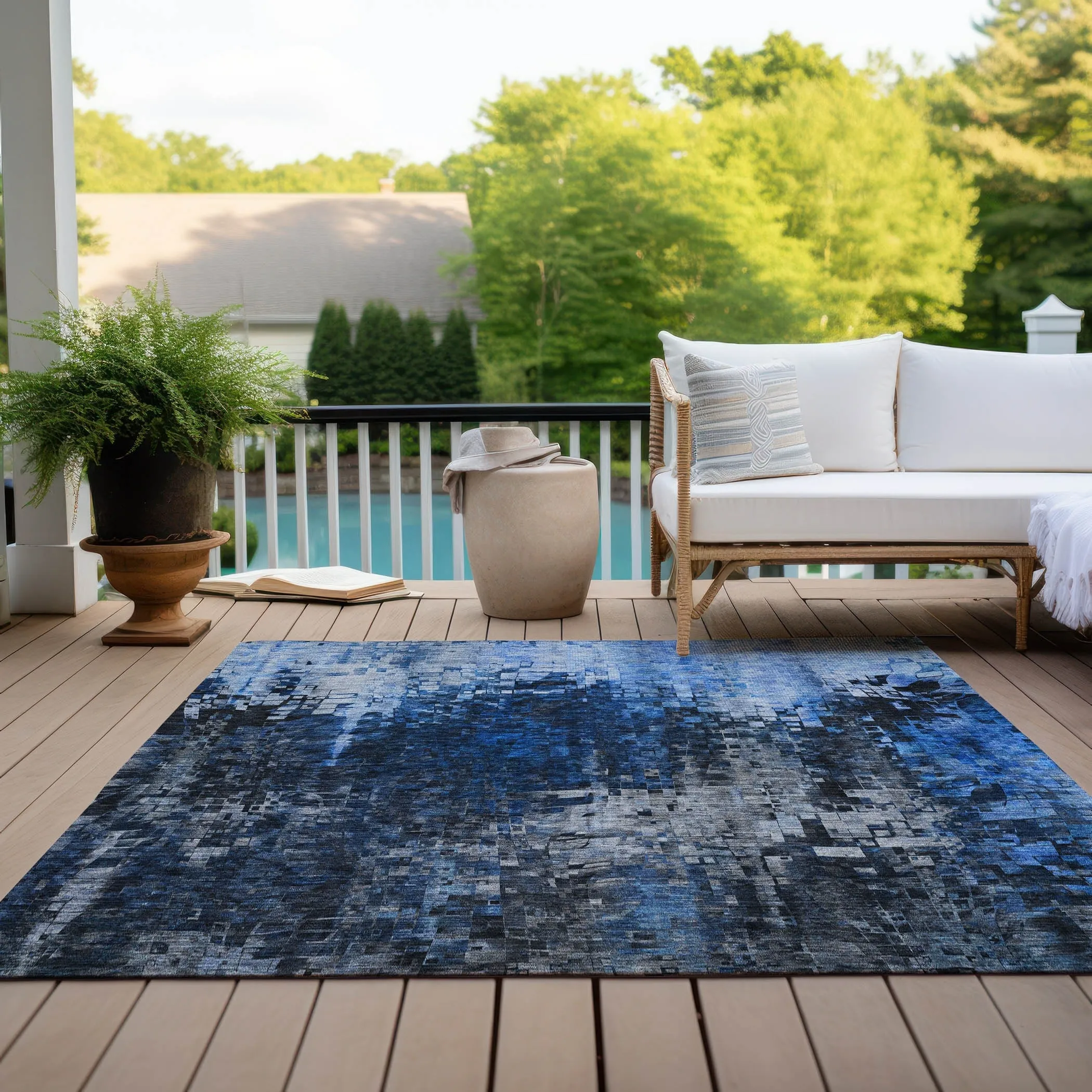 Machine Washable Indoor/ Outdoor Chantille Modern Ombre Rug