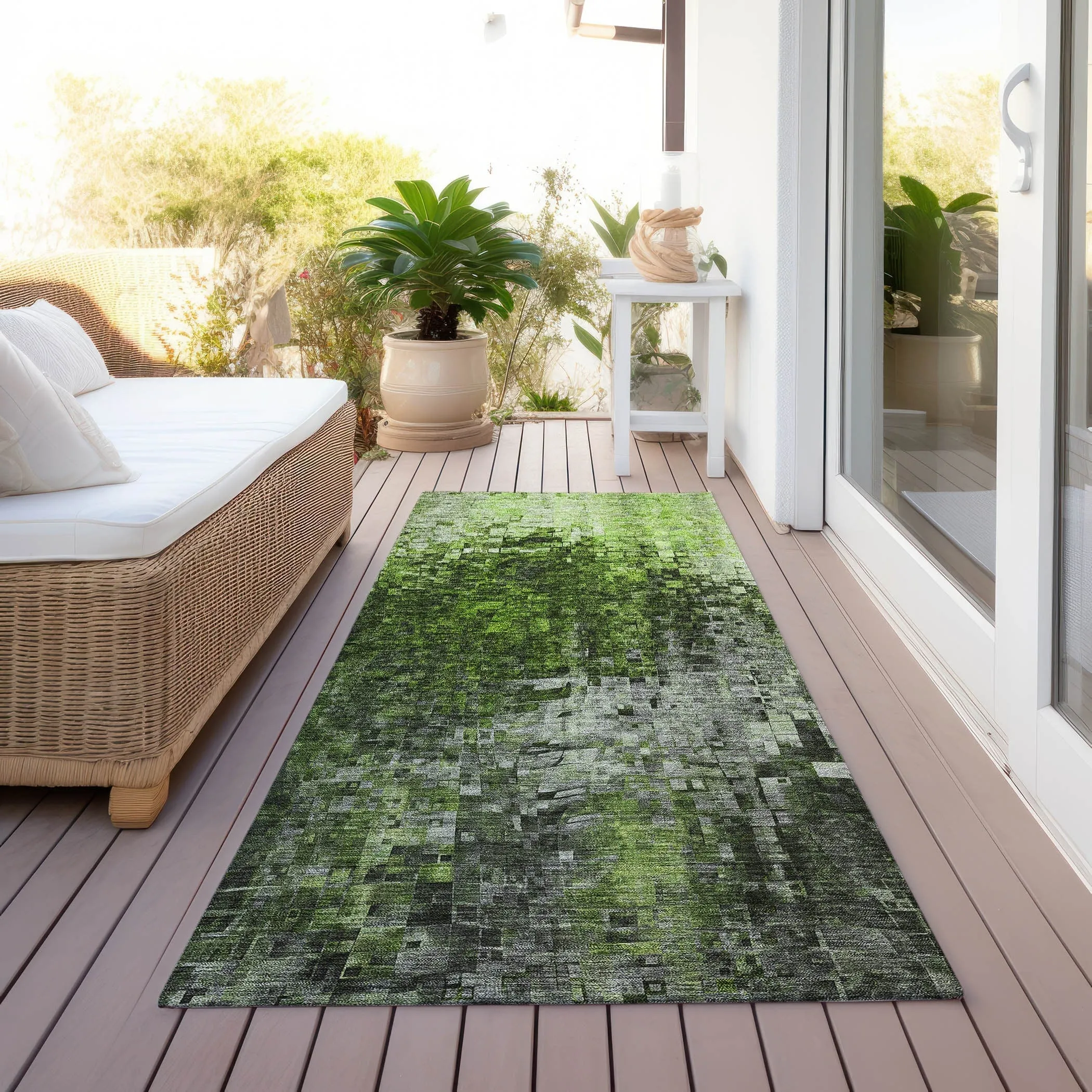Machine Washable Indoor/ Outdoor Chantille Modern Ombre Rug