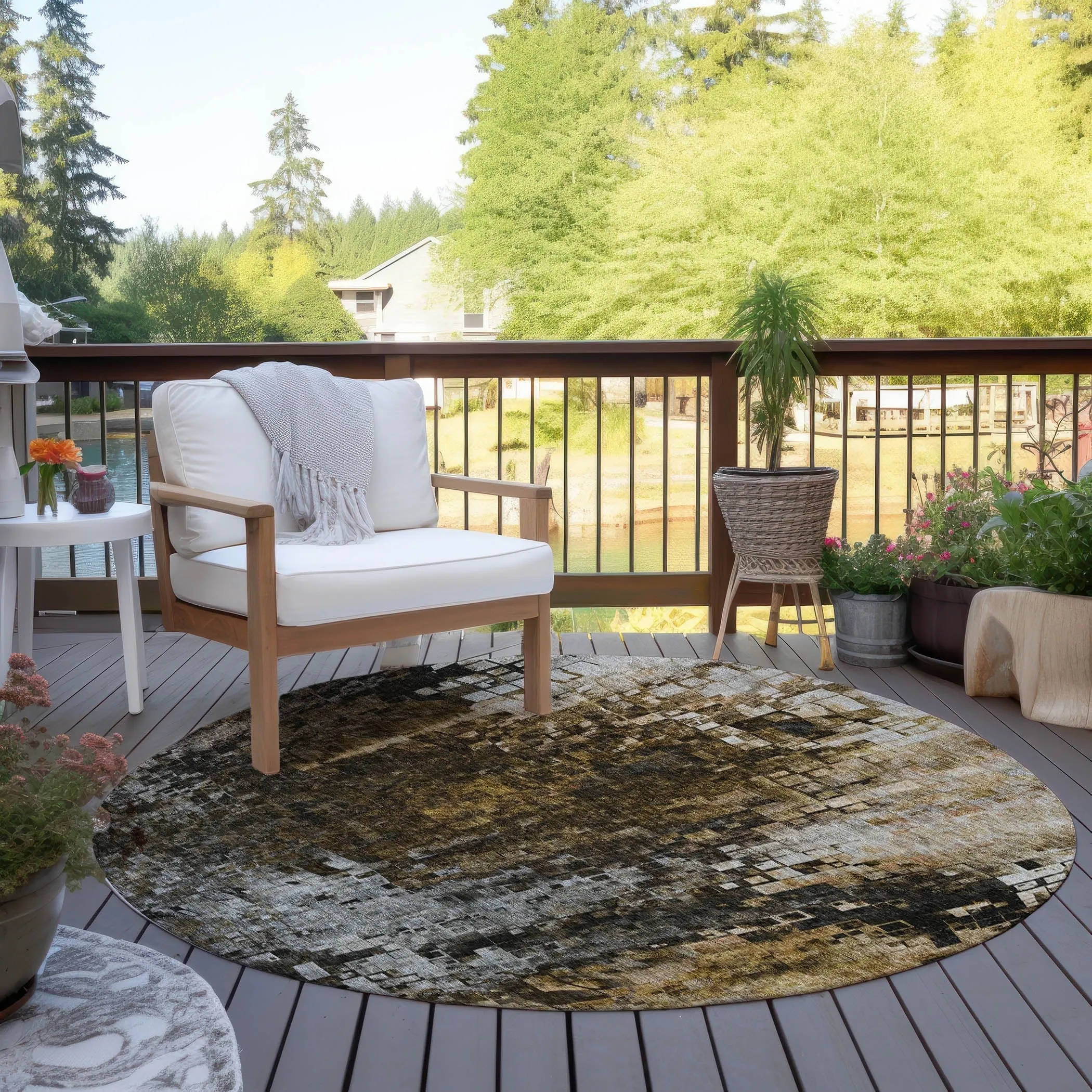 Machine Washable Indoor/ Outdoor Chantille Modern Ombre Rug