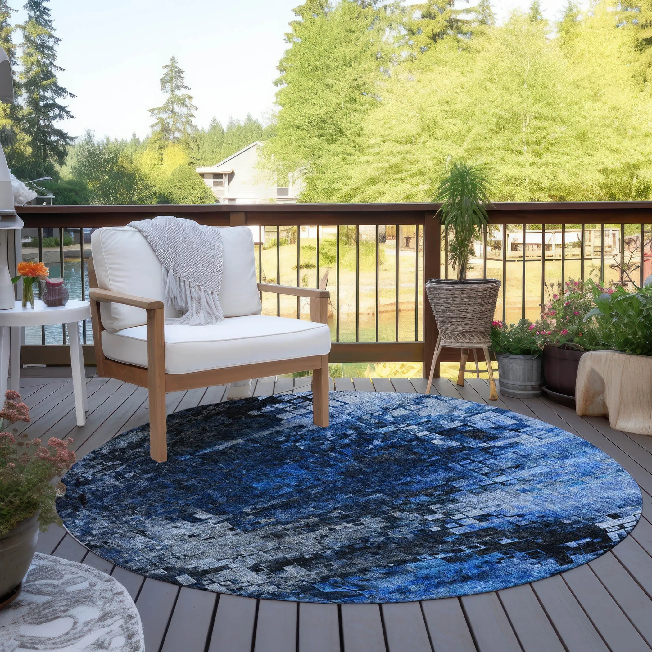 Machine Washable Indoor/ Outdoor Chantille Modern Ombre Rug